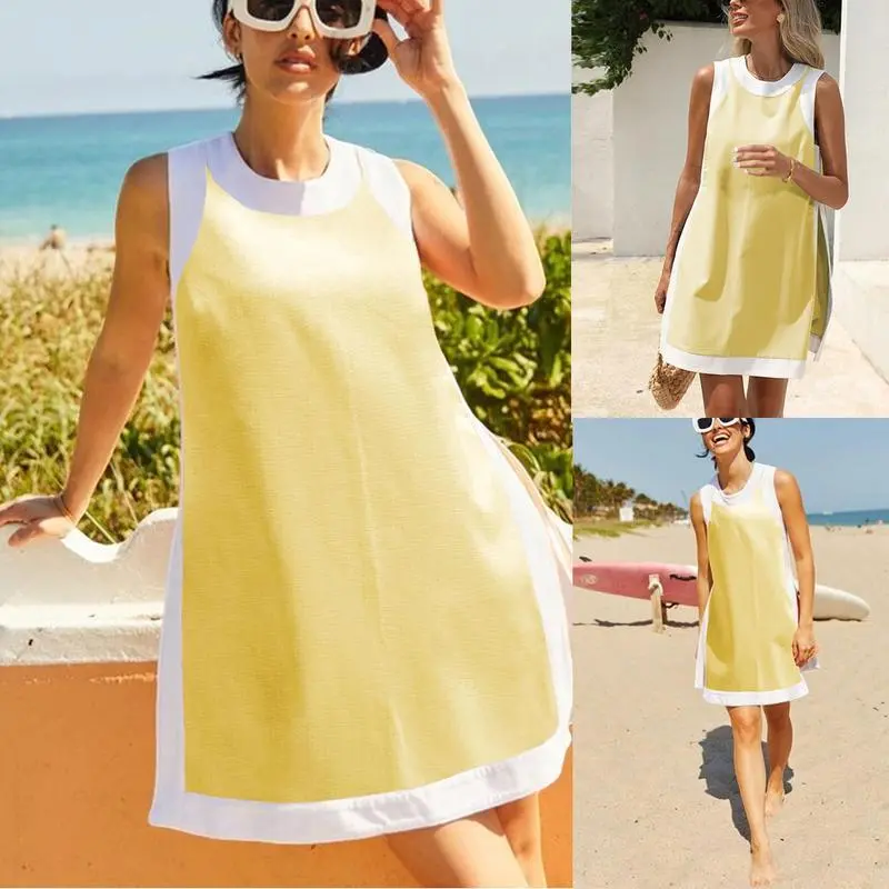 Women's Casual Two Piece Sets Color Block Crewneck Matching Shorts