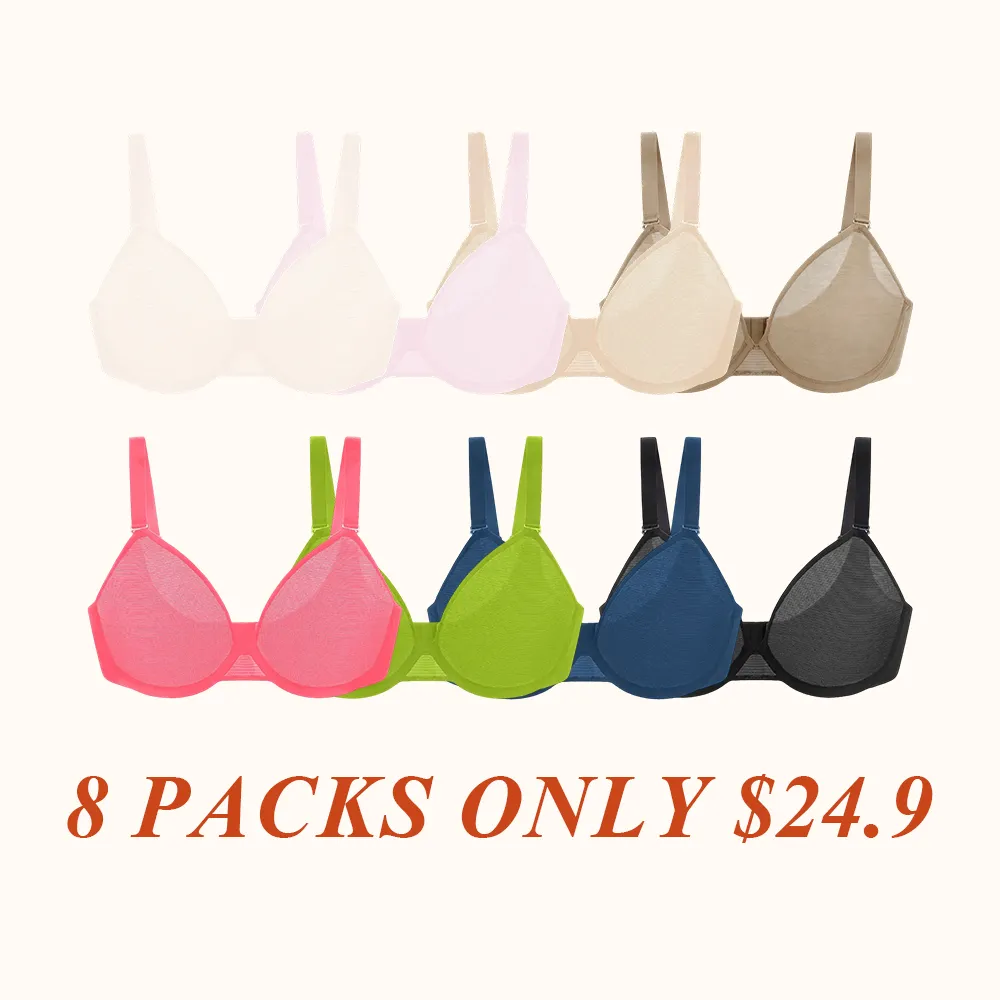Bra Summer Breathable Unlined Soft Sheer Mesh Underwire Support Transparent Lightweight Non Padded Minimizer Bra