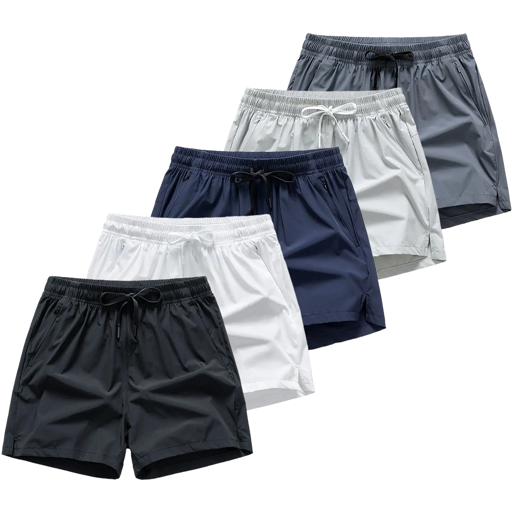 Men's Zipper Pocket Shorts, Regular Fit Casual Drawstring Waist Shorts for Daily Outdoor Wear