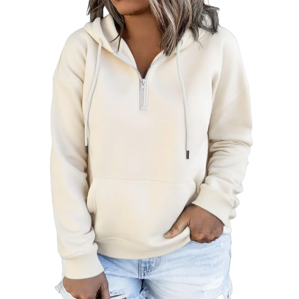 Women's Plus Size Hoodies Quarter Zip-Up Sweatshirts