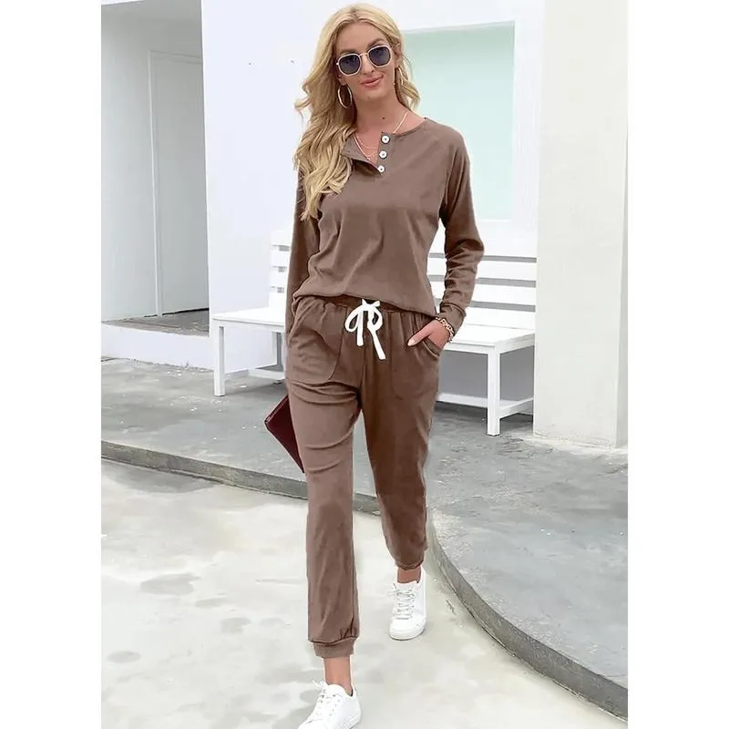 Two Piece Outfits for Women Lounge Sets Button Down Sweatshirt