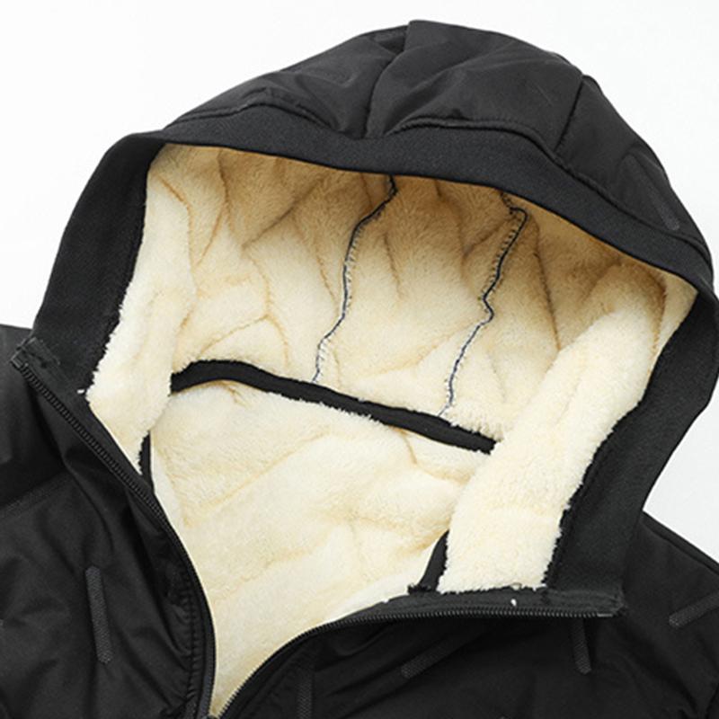 Men's Autumn Winter Fleece Cotton Jacket Hooded Coat With Hoodie Men Straight Pants