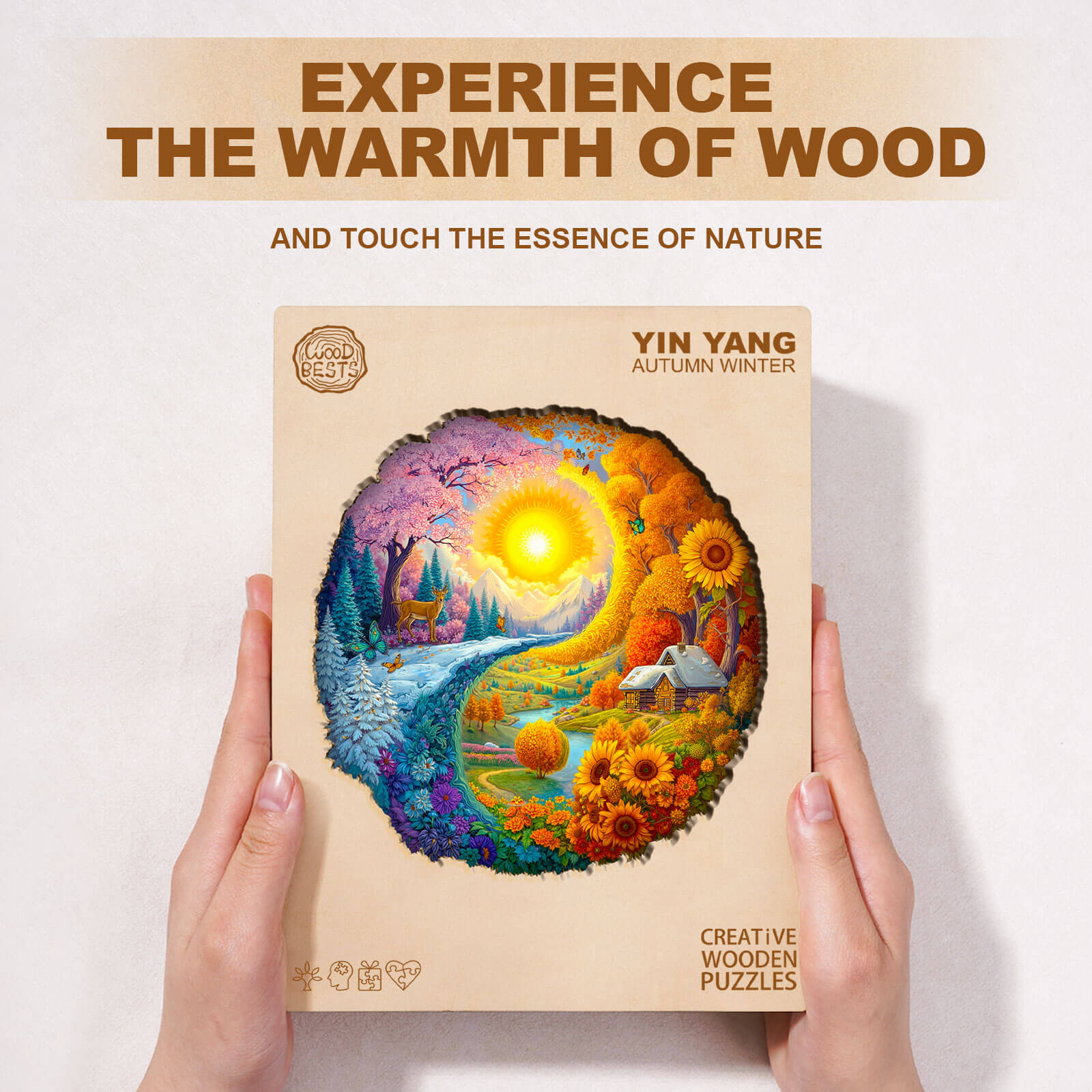 Yin Yang Autumn Winter Wooden Jigsaw Puzzle