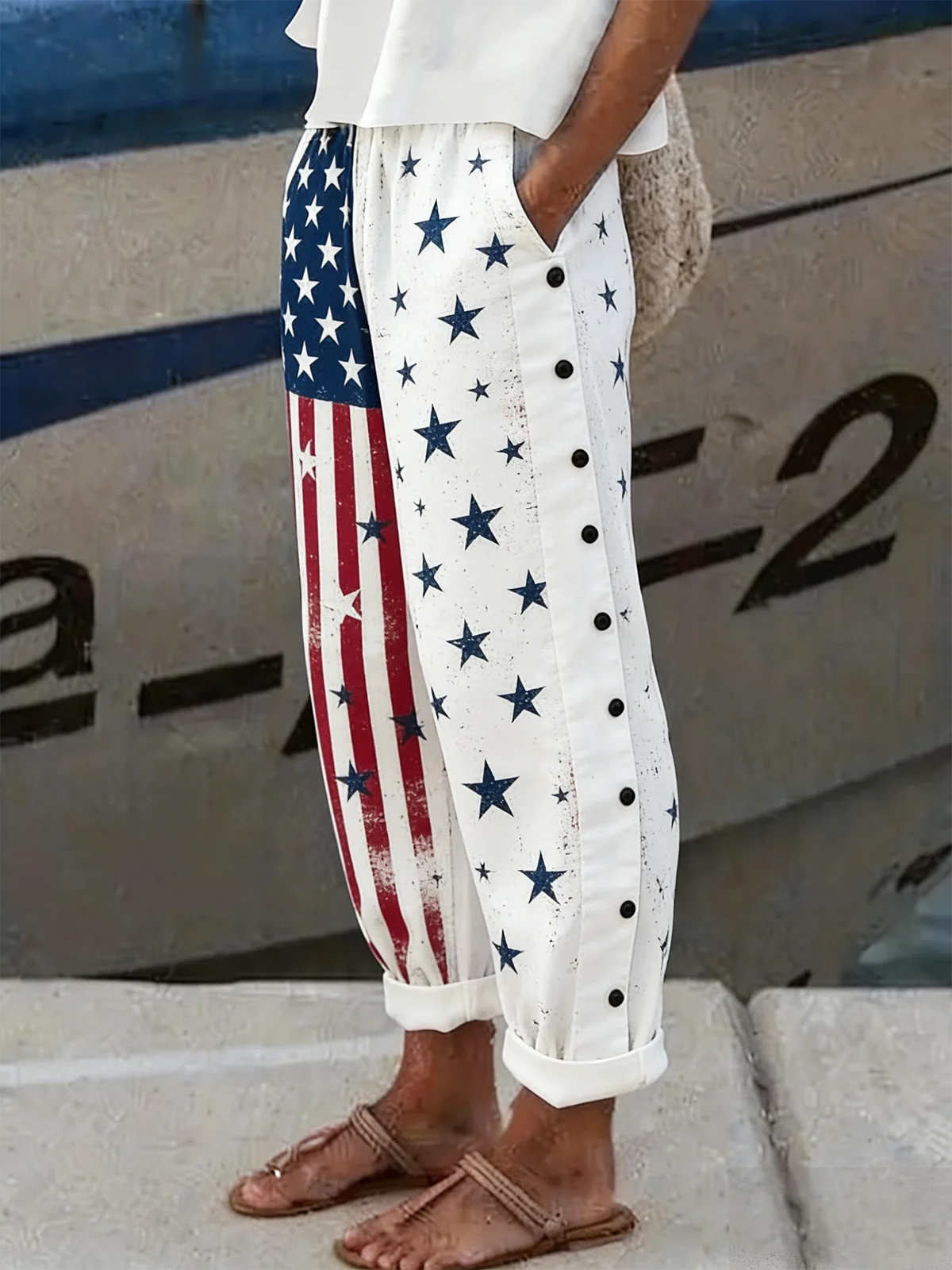 Women Striped Long Pants Vintage Spring/Fall Trousers