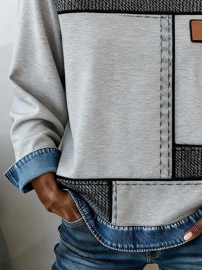 Women'S Casual Round Neck Printed Pullover Sweatshirt