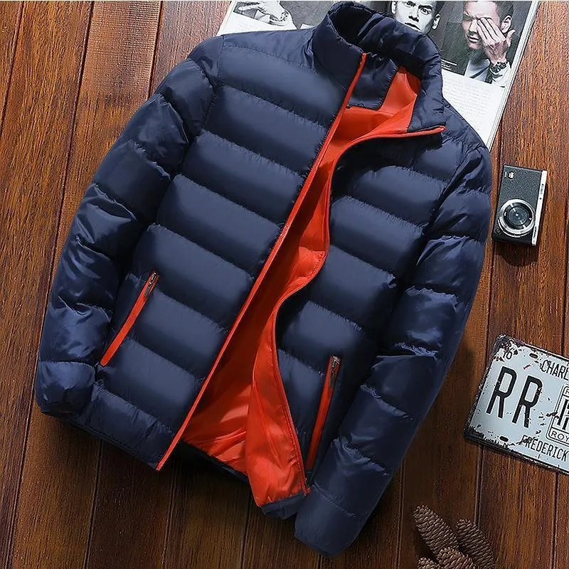 Autumn Winter Thickened Sports Cotton Jacket Men Stand Collar Cardigan Outdoor Cotton Coat