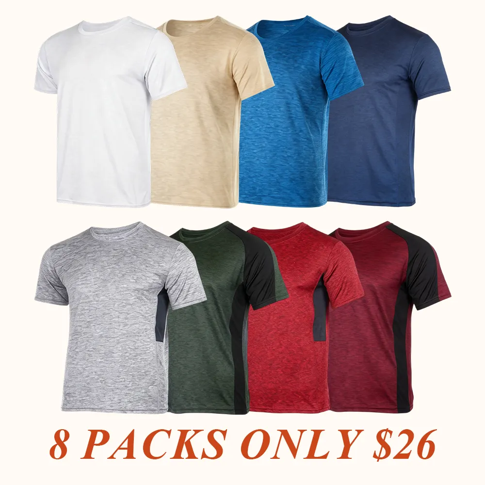 Men’s Short Sleeve Dry Fit Active Crew Neck T Shirt - Athletic Running Gym Workout Tee Tops