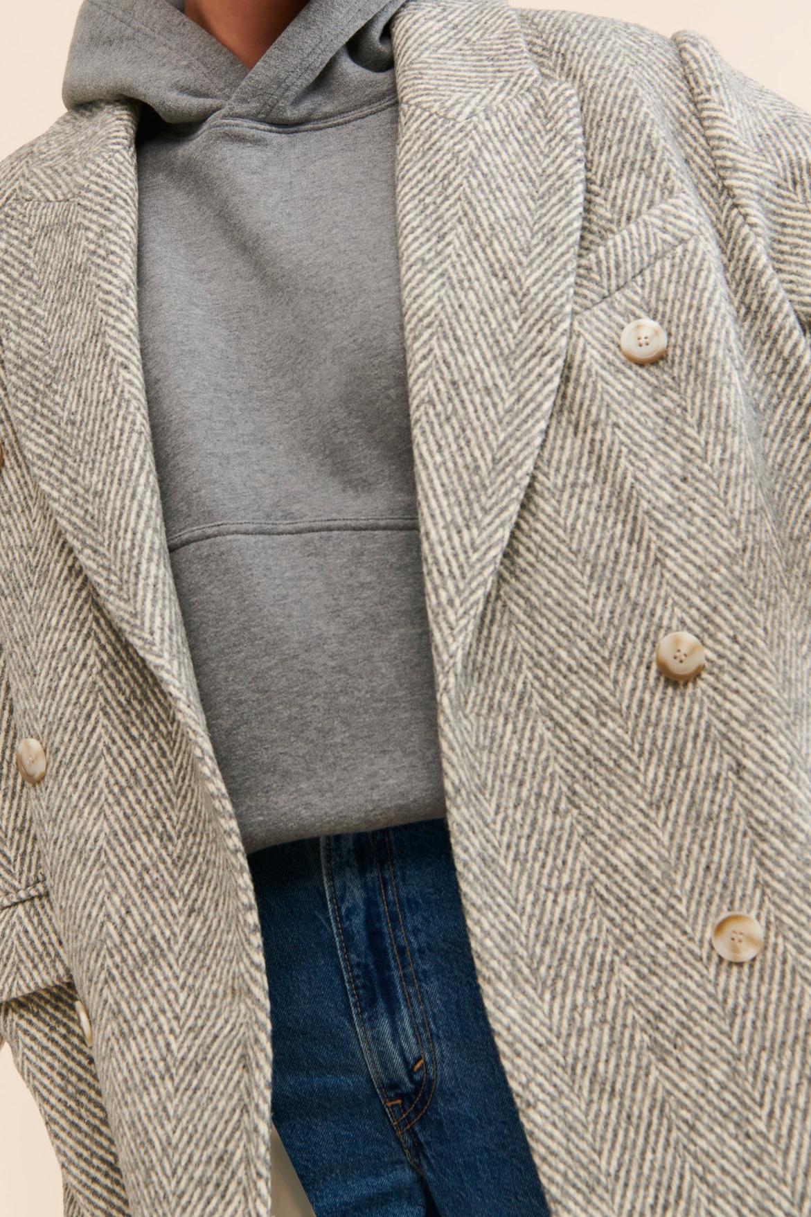 Grey Herringbone Long Coats