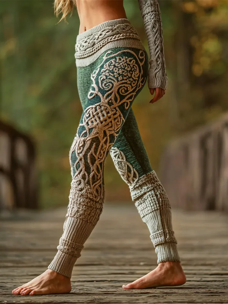 Viking Tree Of Life Art Women's Knit Leggings