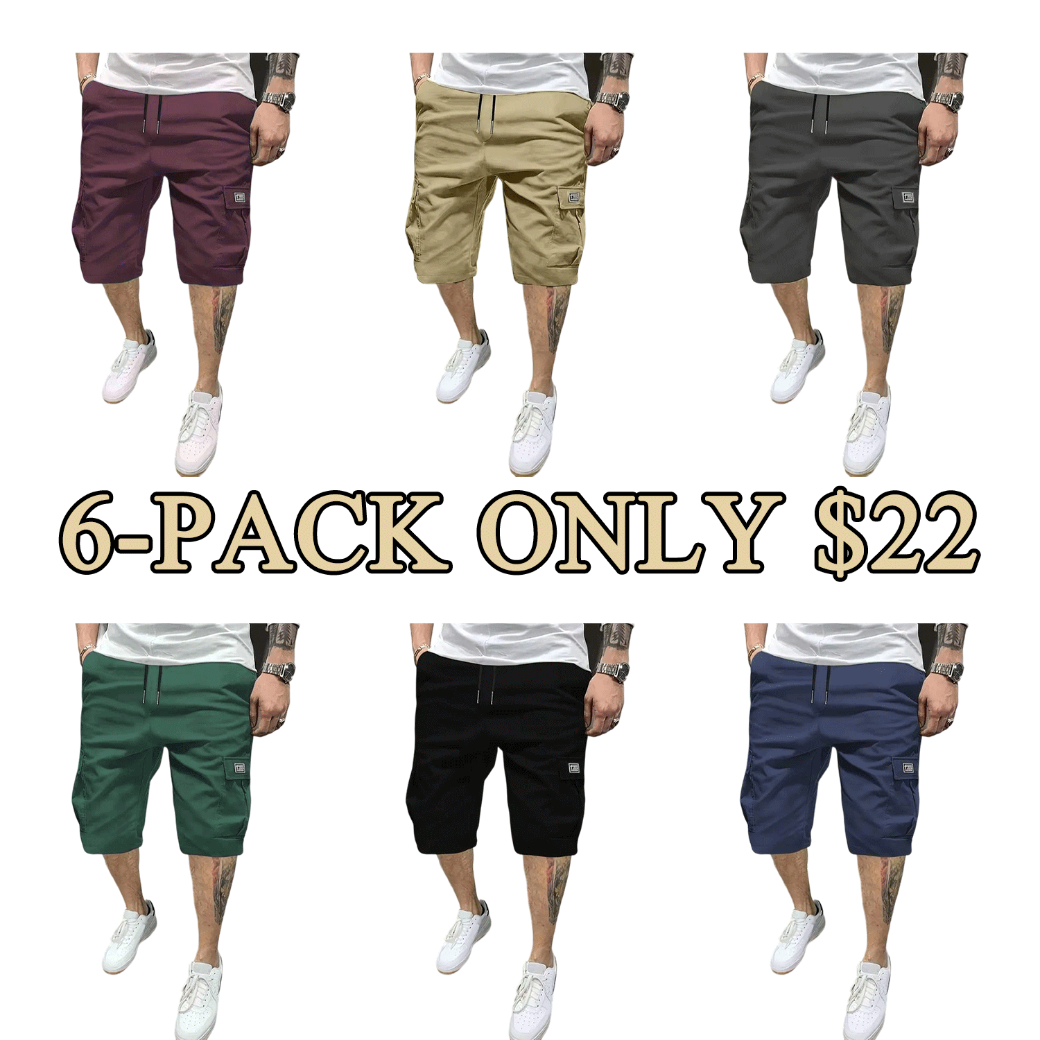 ✨🎁 Buy 1 Get 6 Packs(Each only $3.5) 🔥Men’s Relaxed Fit Casual Cargo Shorts(3/6/9-Piece )