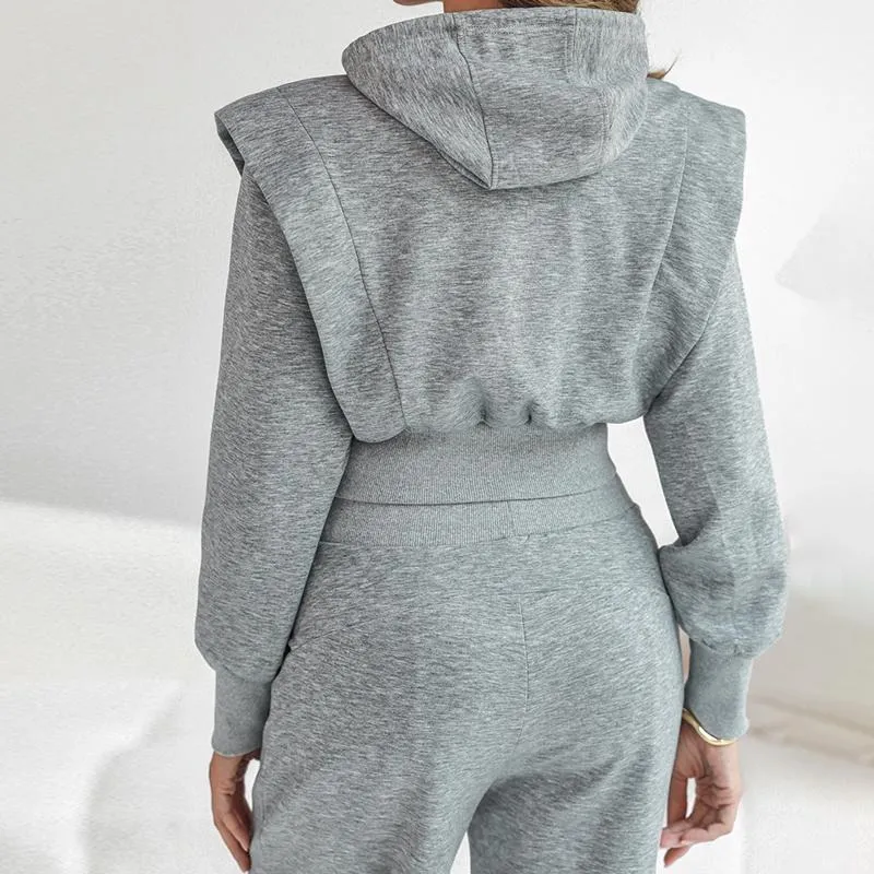 Hooded Long Sleeve Sweatshirt and Casual Wide Leg Sweatpants Set