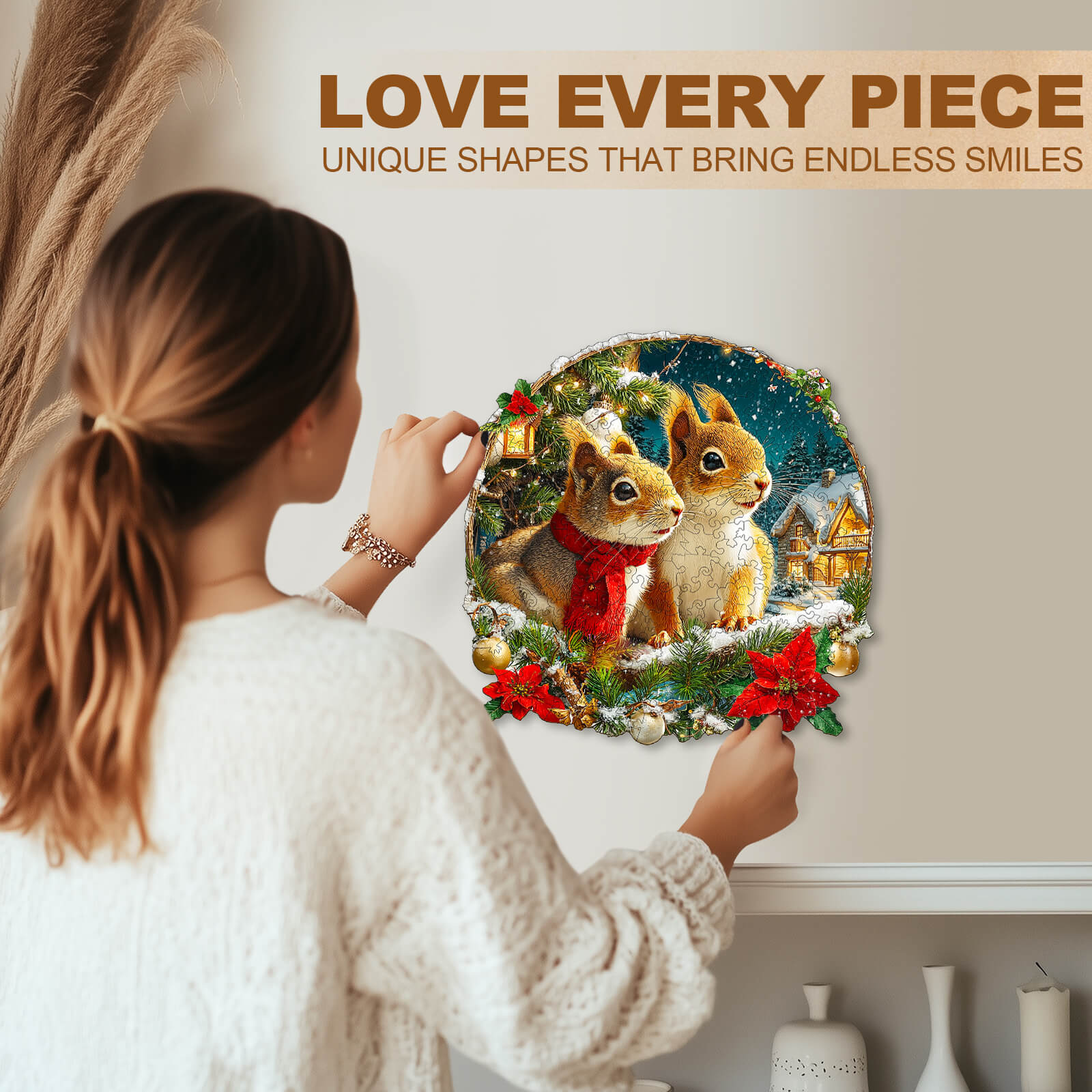 Christmas Squirrel Combination Wooden Jigsaw Puzzle