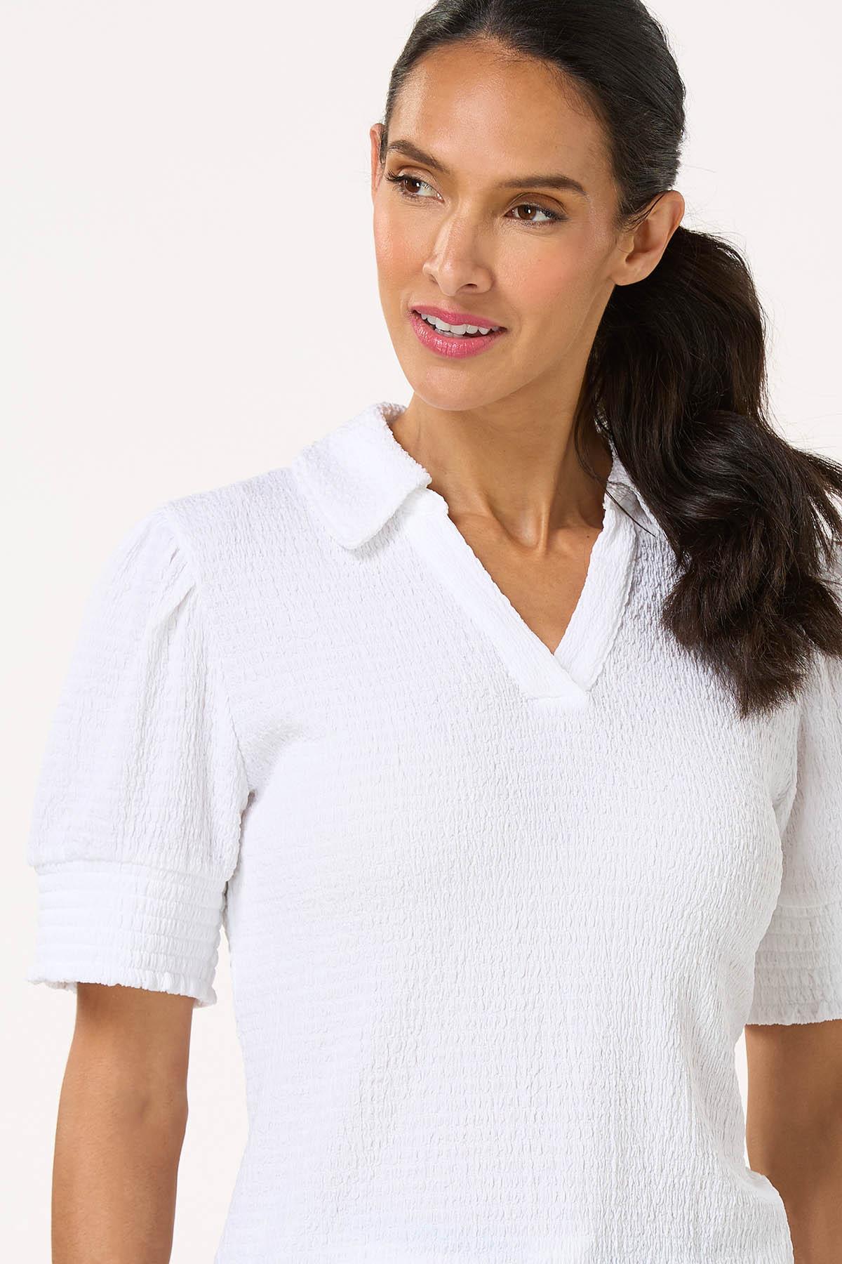 Solid Smocked Sleeve Top