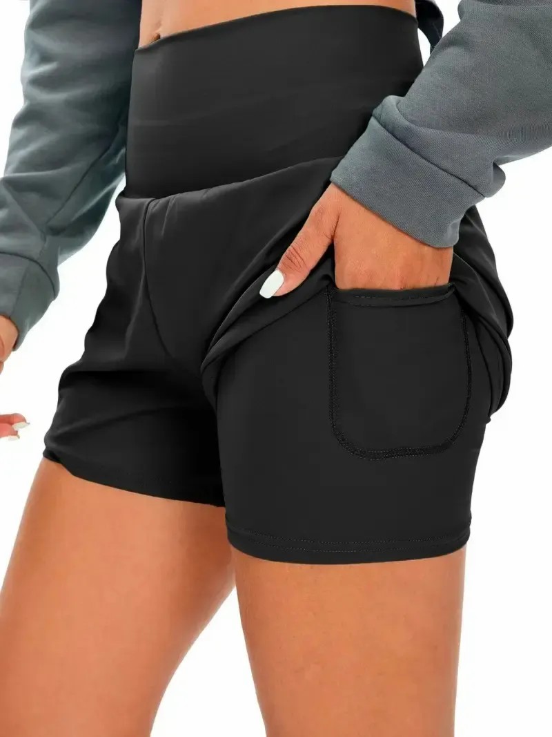 💝Last day promotion-⏰[2-in-1 Anti-Exposure Sports Shorts] Women's 2-in-1 Sports Shorts, Anti-Exposure Running Shorts With Pockets 5''-Longer Length