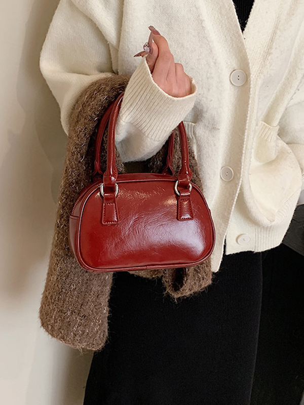 Geometric Solid Color Zipper Handbags Crossbody Bags