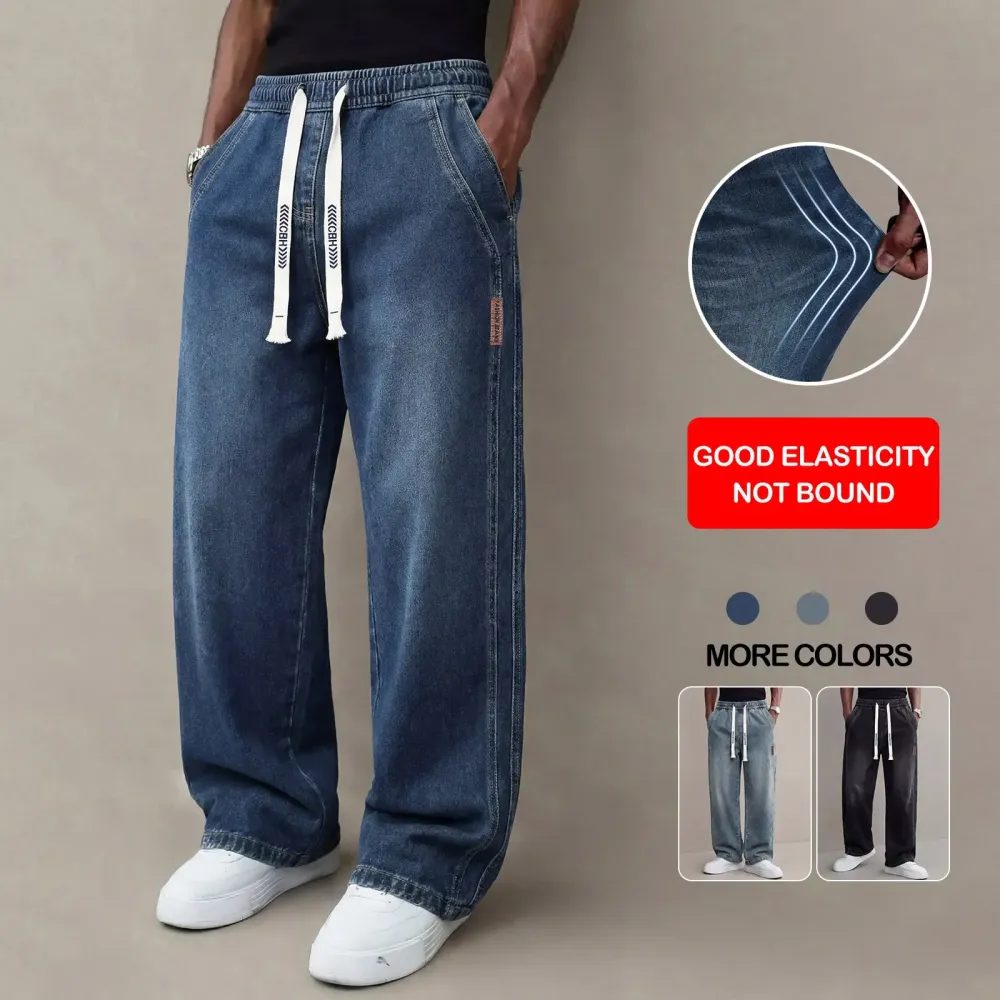 Men’s Stretch Denim Jeans — Vintage Washed Straight-Leg Fit