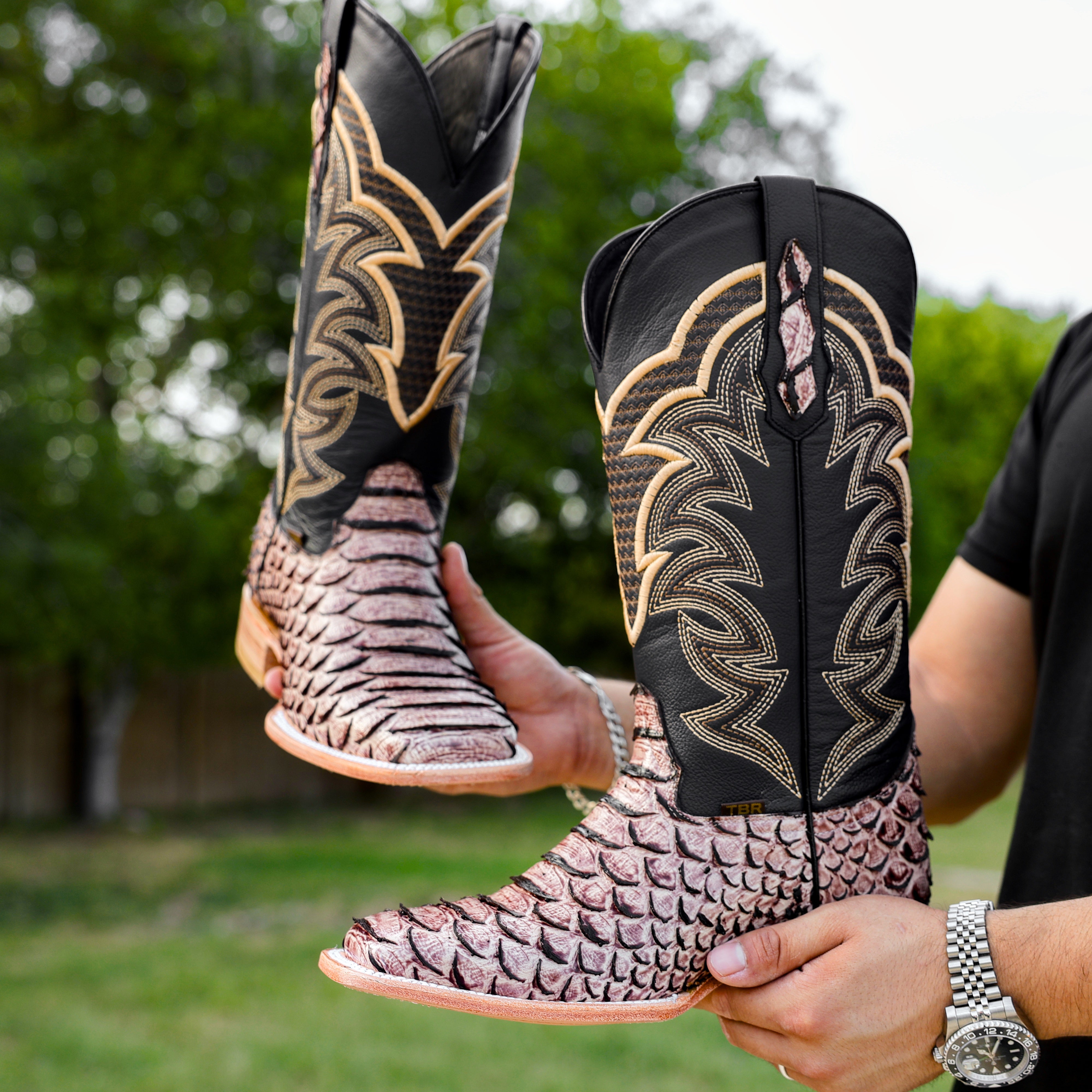 Orix Python Leather Boots - Square Toe