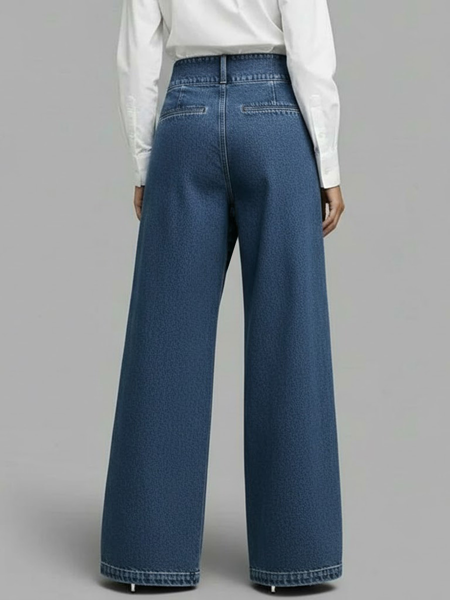 Women's High-waisted Casual Loose-fitting Wide-leg Jeans