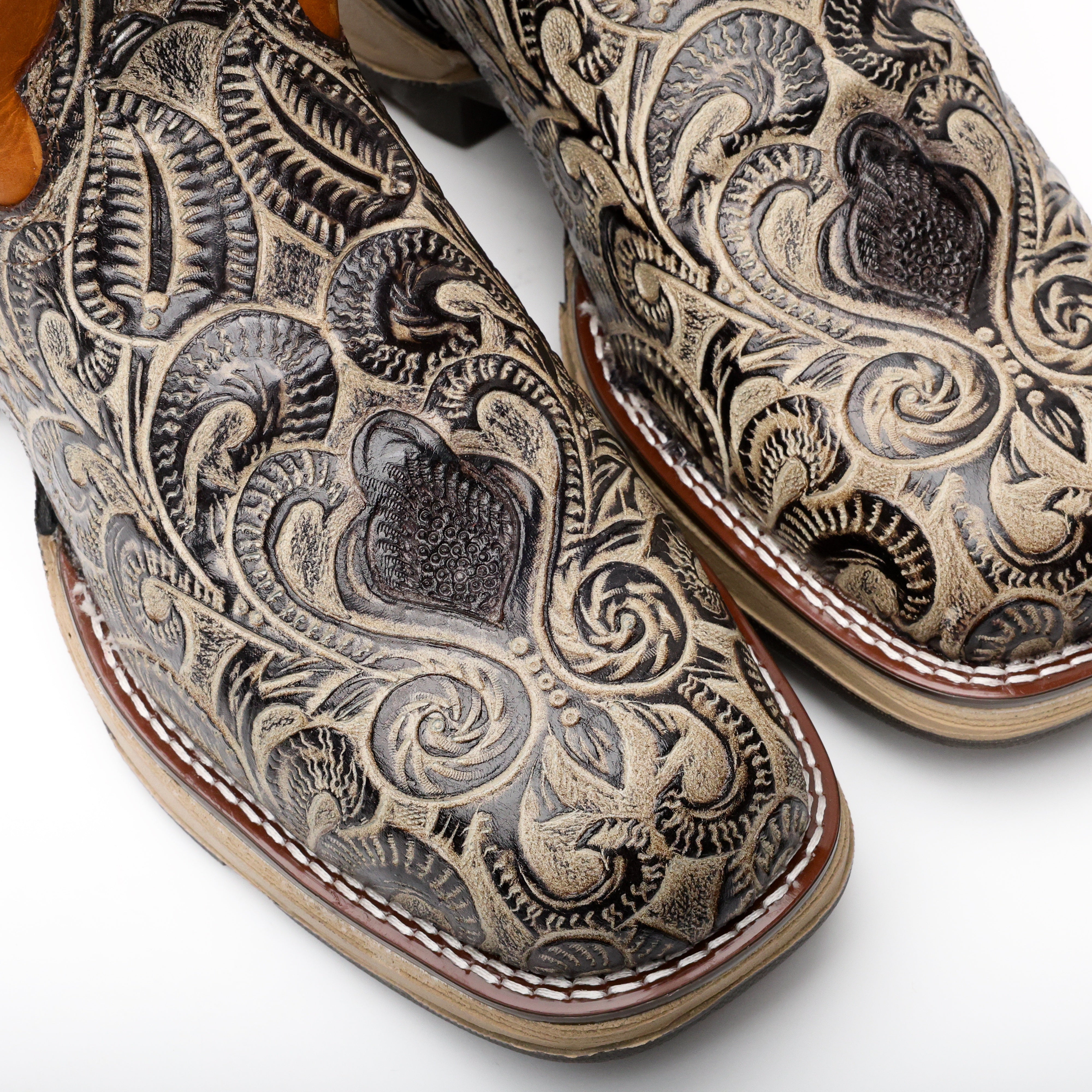 TBR Desert Hand-Tooled Leather Boots With 3D Lightweight Sole - Composite Toe