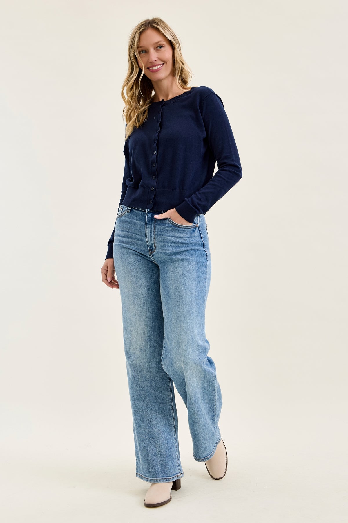 Lux Brushed Indigo Vintage Wide Leg