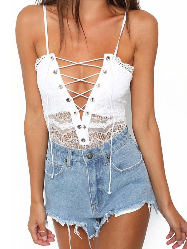 Split-Joint Bandage One-Piece Teddy Lingerie