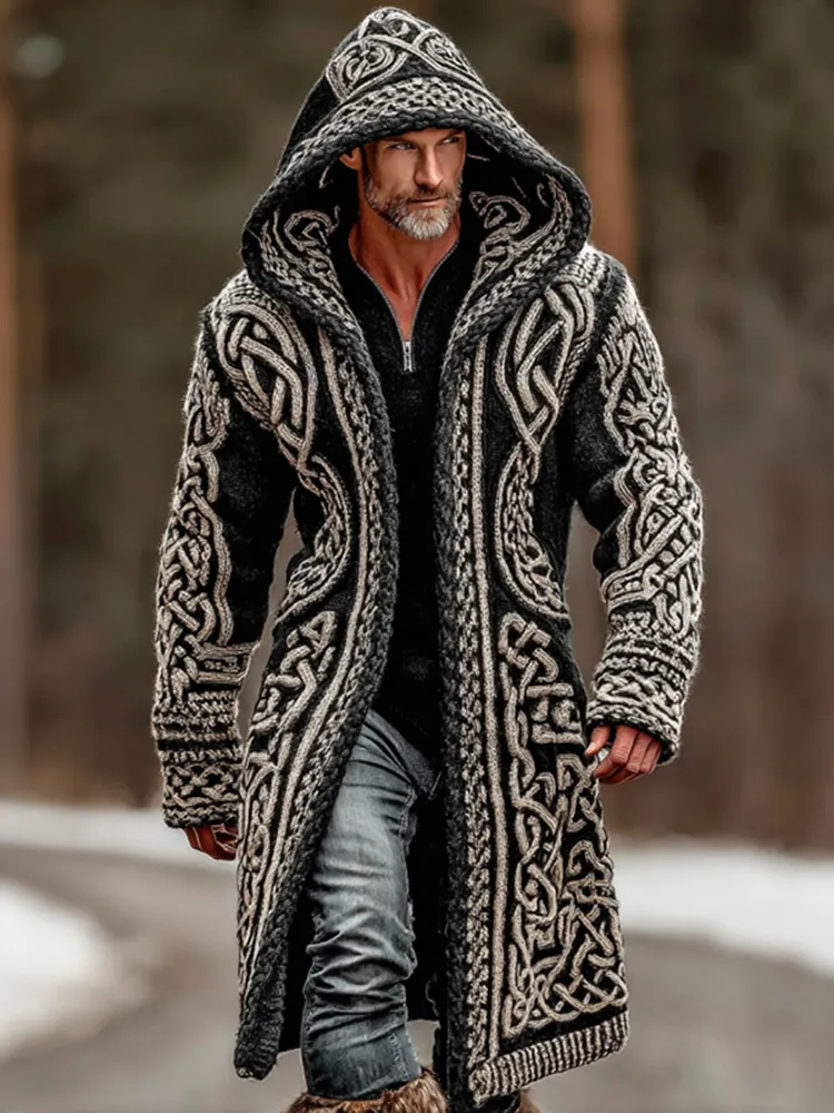 Men's Viking Celtic Knot Button Down Cozy Cardigan Sweater