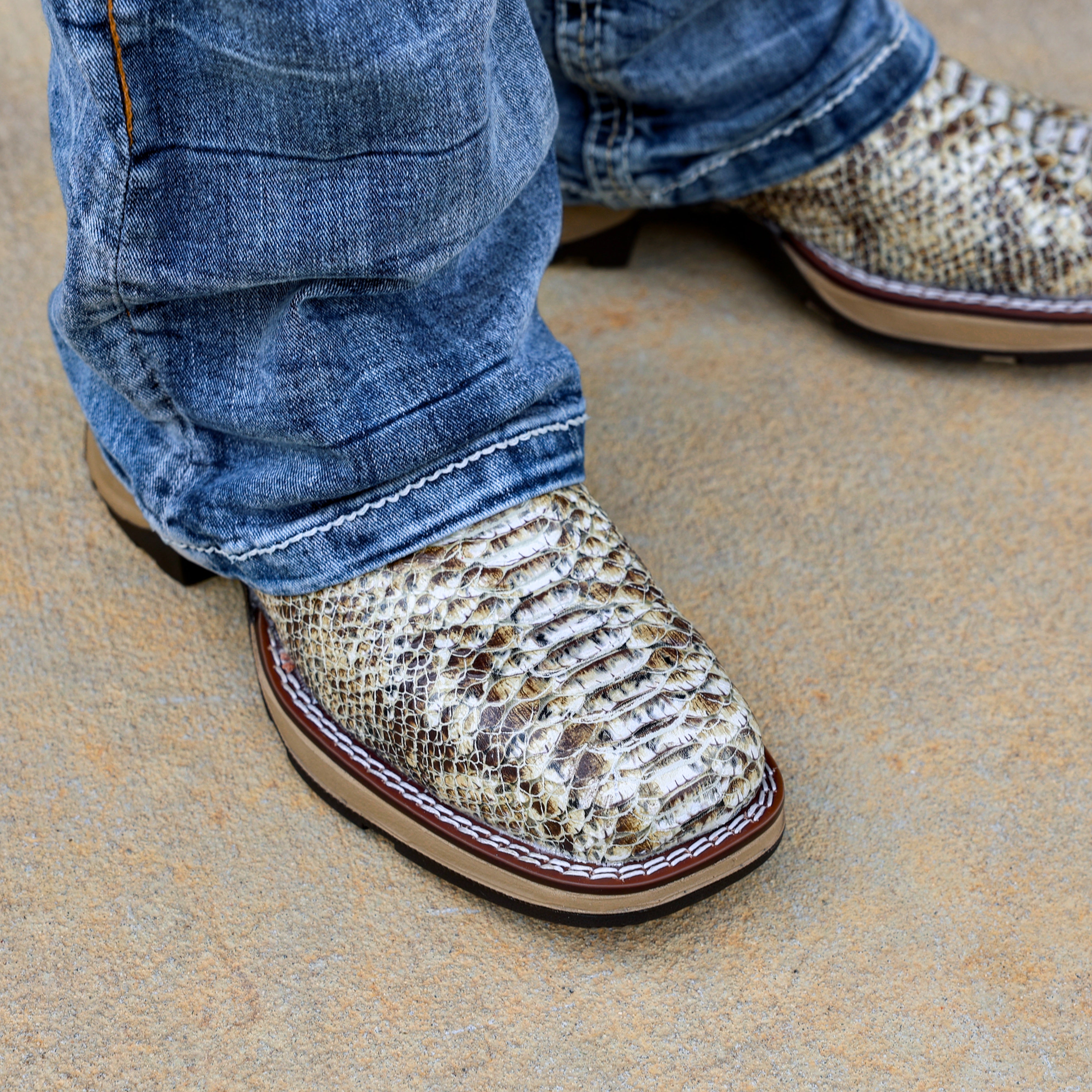 Natural Python Leather Boots With 3D Lightweight Sole - Composite Toe