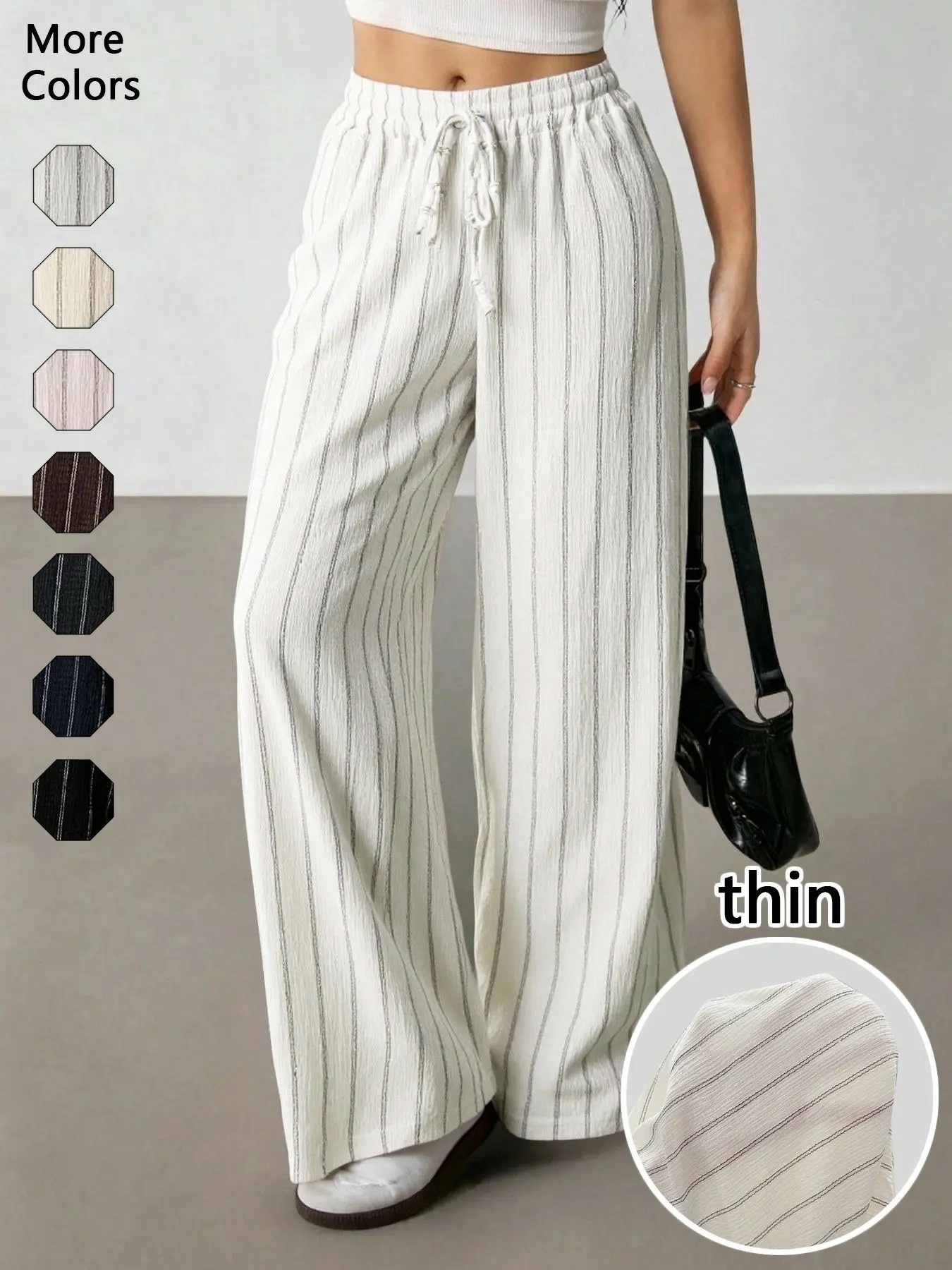 🔥Easter Sale!Women's Striped Waist-Tie Straight-Leg Loose Streetwear Pants