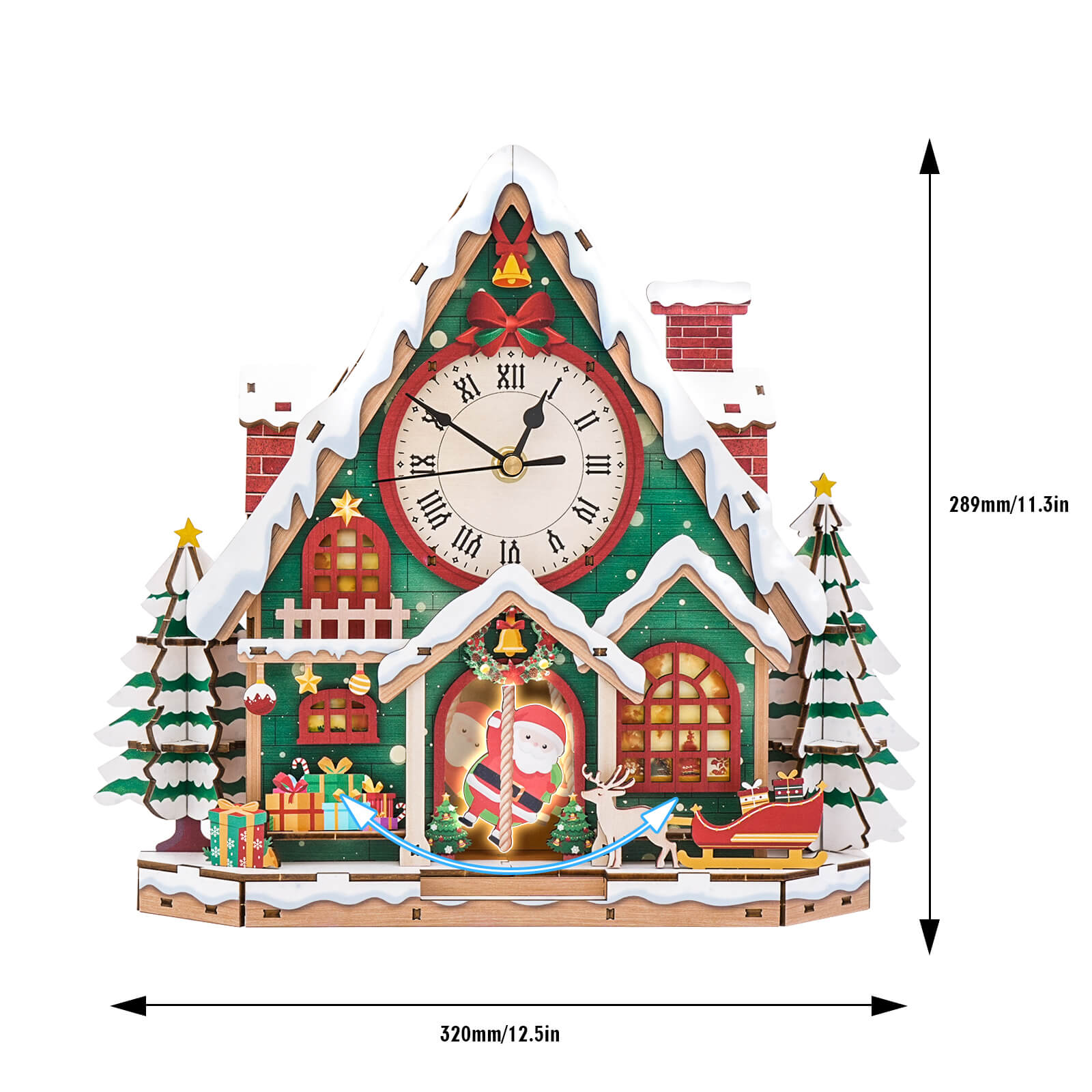 Christmas Snow House – DIY Wooden Clock, 3D Puzzle Craft Kit
