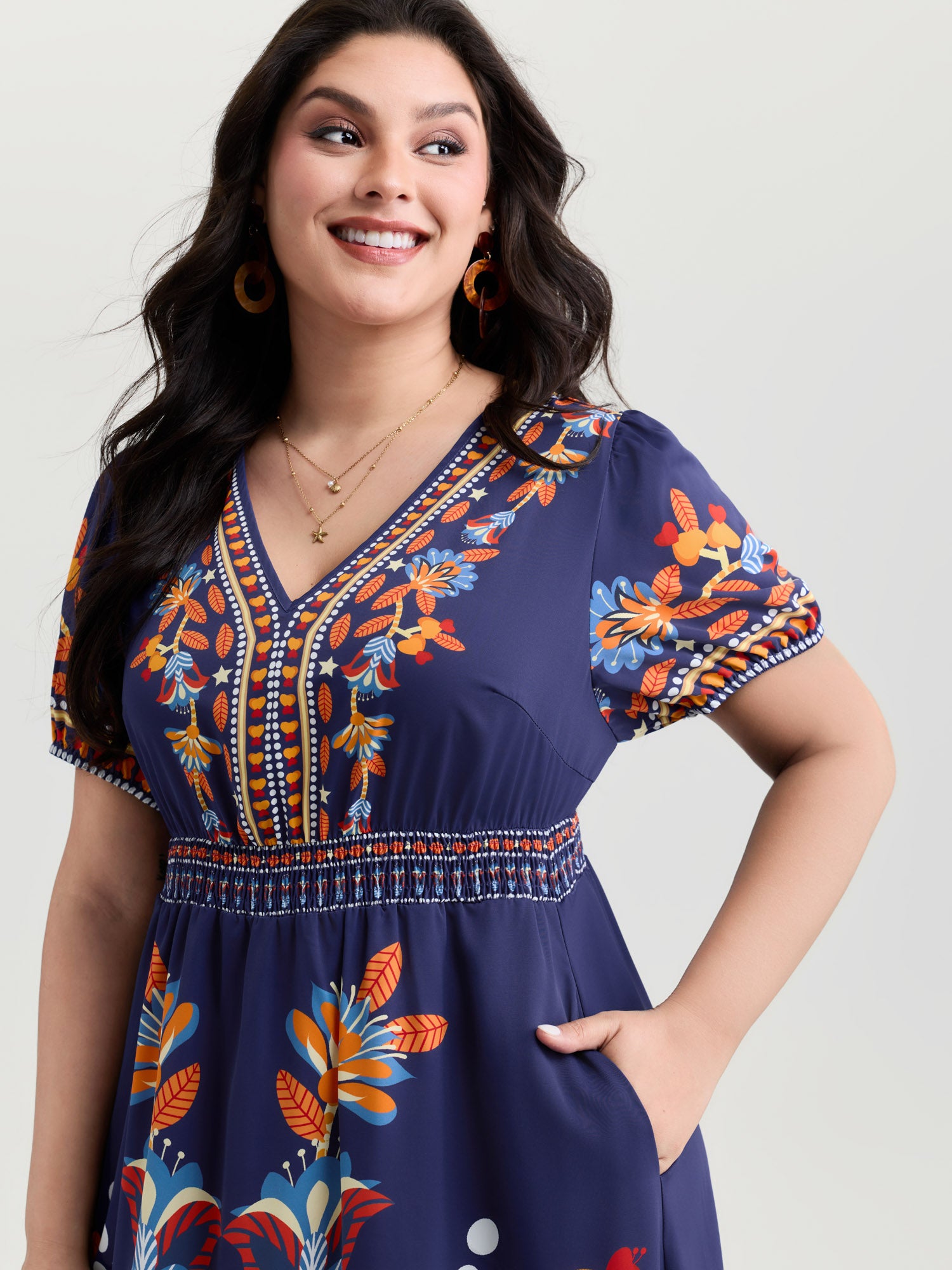 Supersoft Bright Floral Print Midi Dress