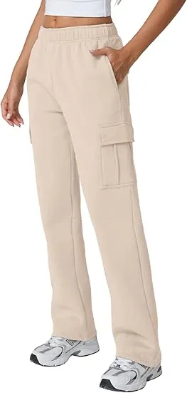 Women's multi-pocket solid color pants