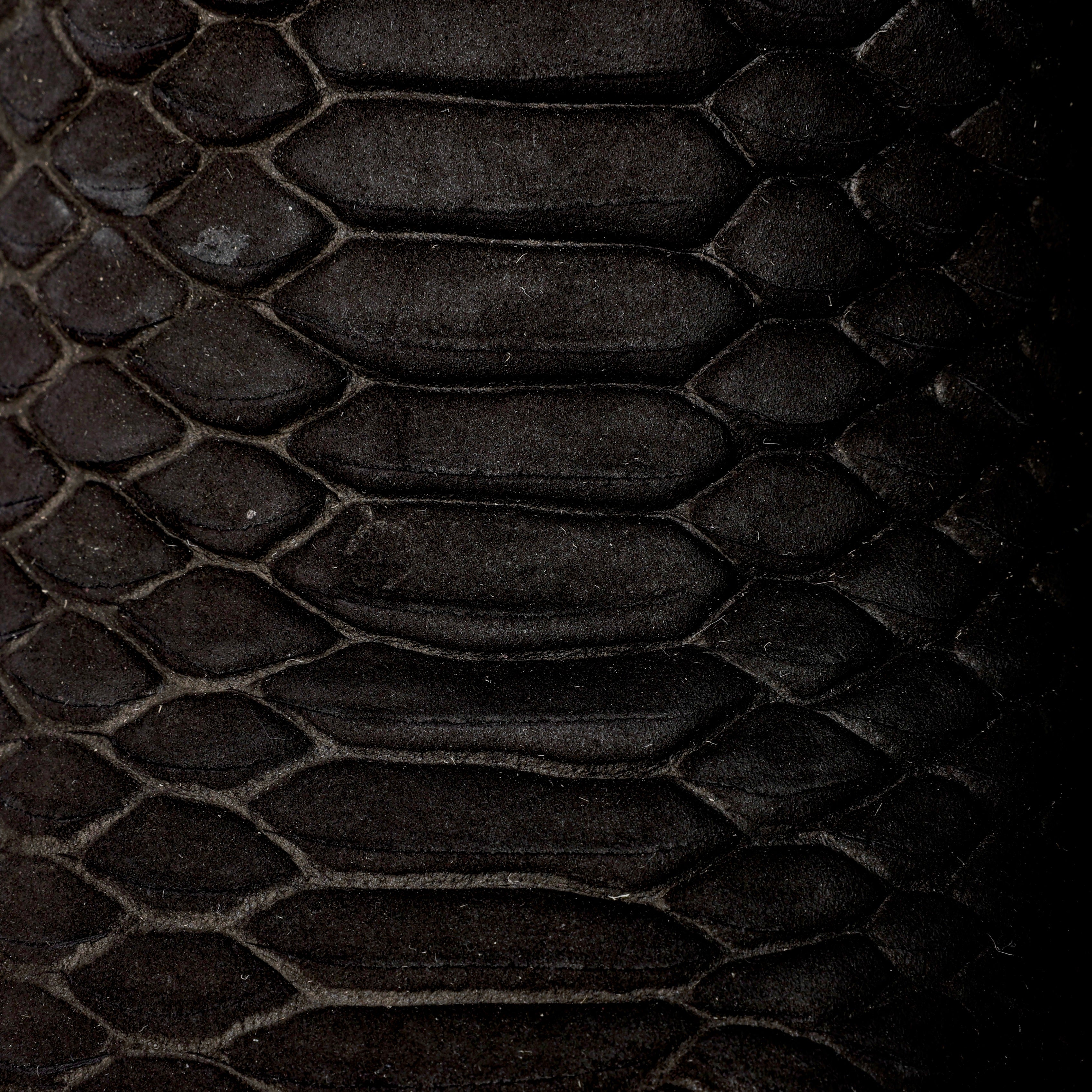 Matte Black Python Leather Boots - Square Toe