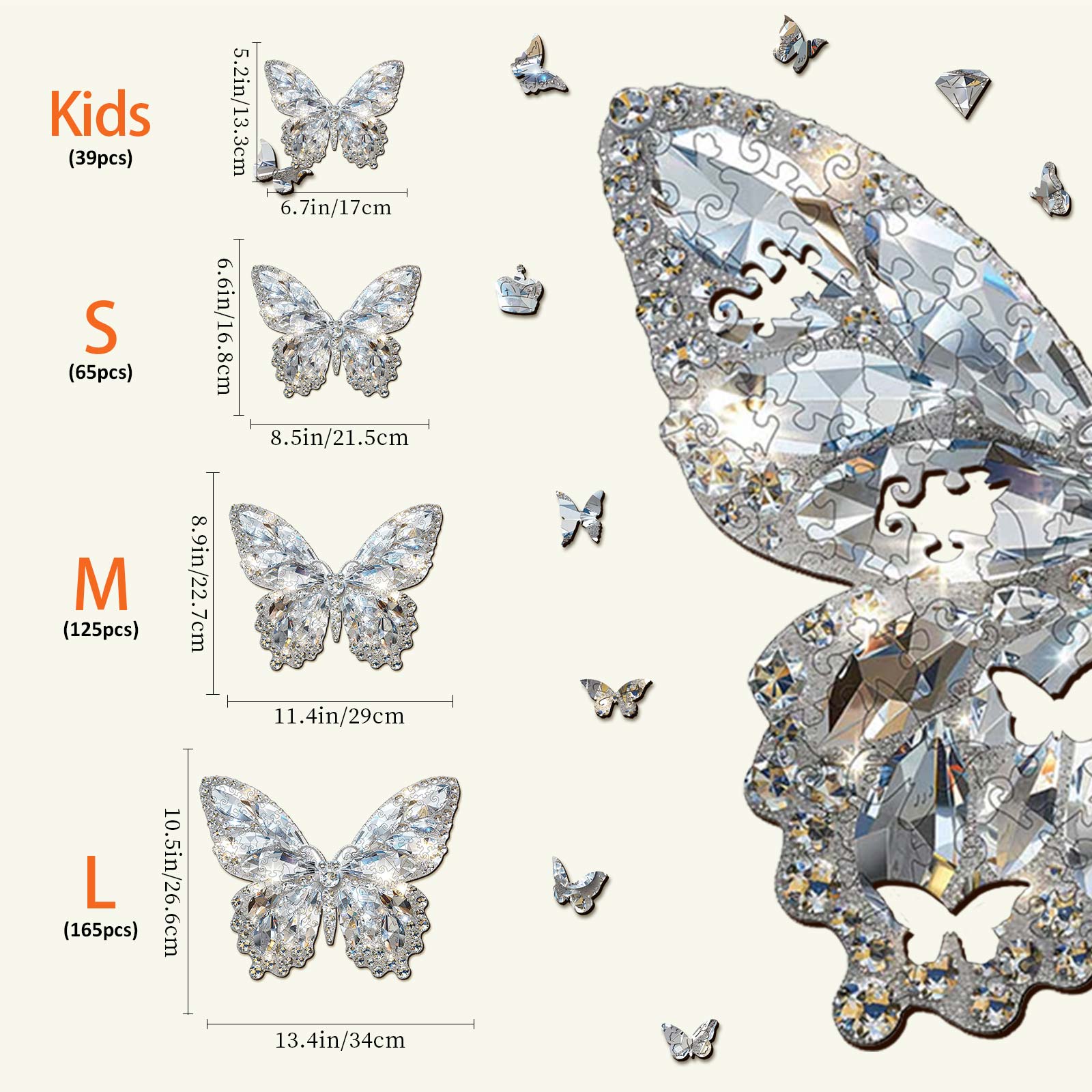 Diamond Butterfly Wooden Jigsaw Puzzle