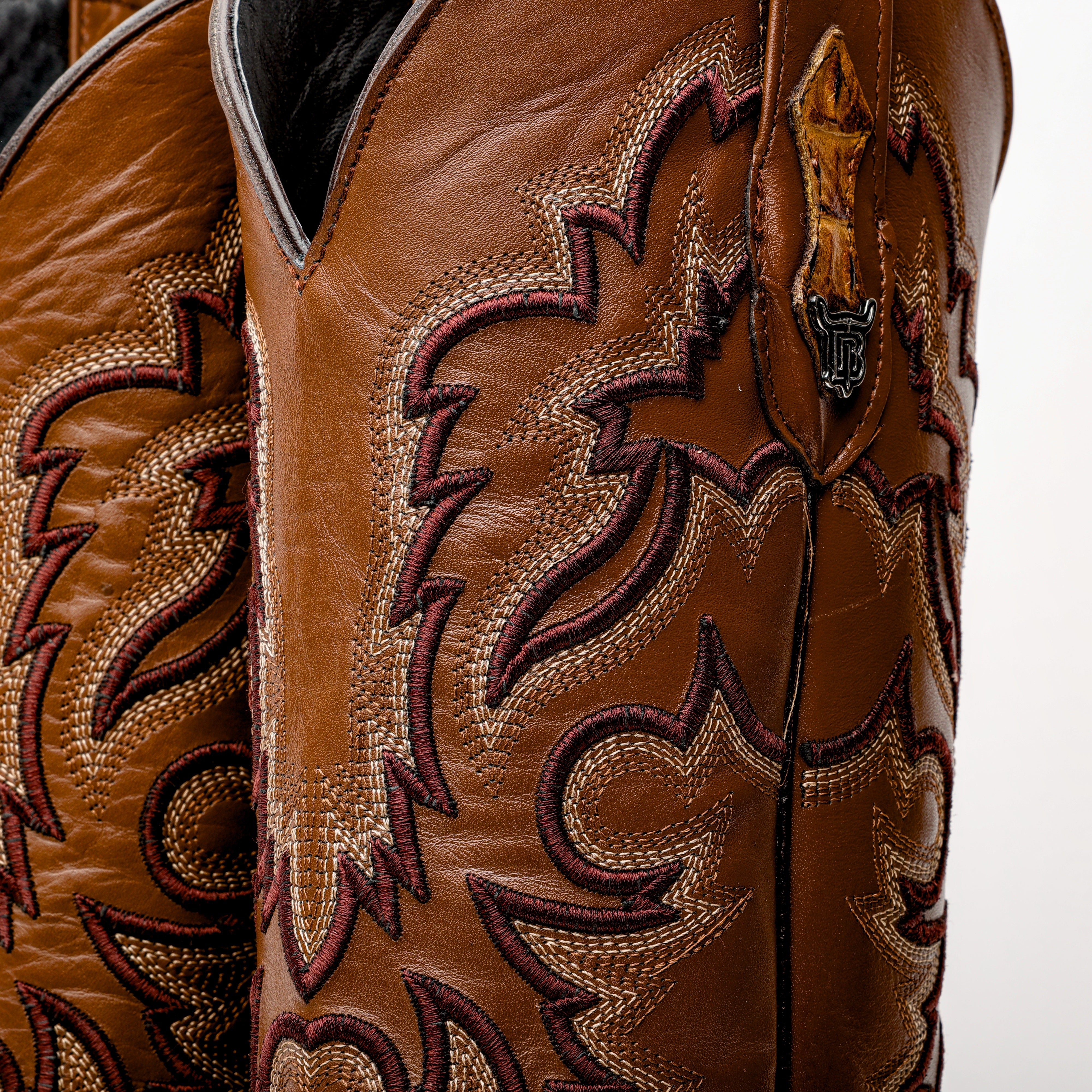Honey Caiman Hornback Leather Boots - Square Toe