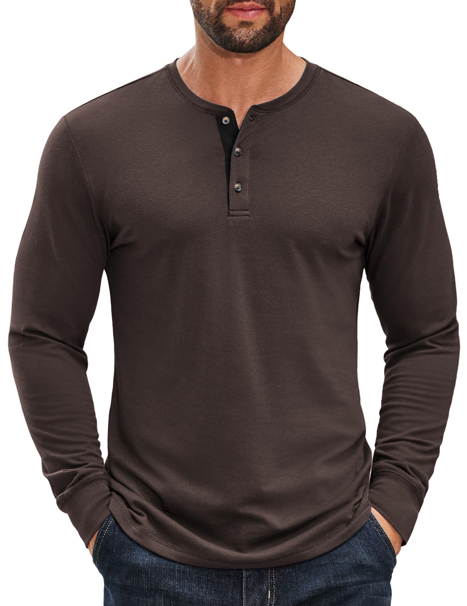 Men’s Classic Cotton Henley Long Sleeve