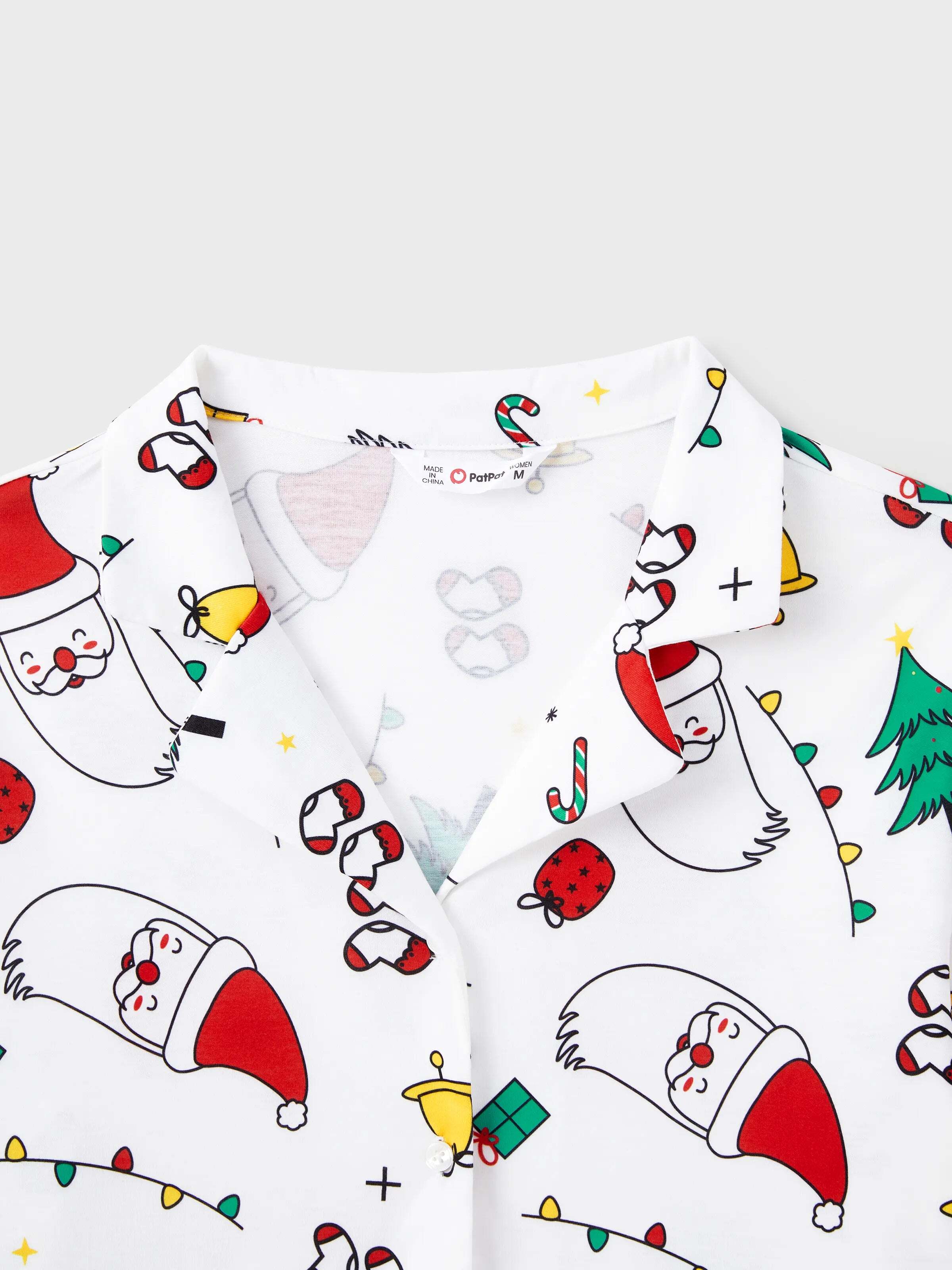 Christmas Family Matching Colorful Festival Theme Print Long Sleeve Pajamas Sets with Christmas Socks White