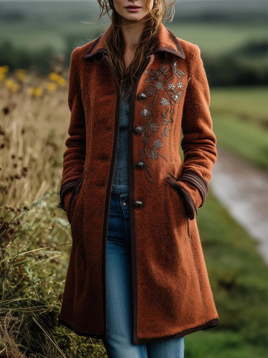Women's Vintage Floral Print Casual Jacket