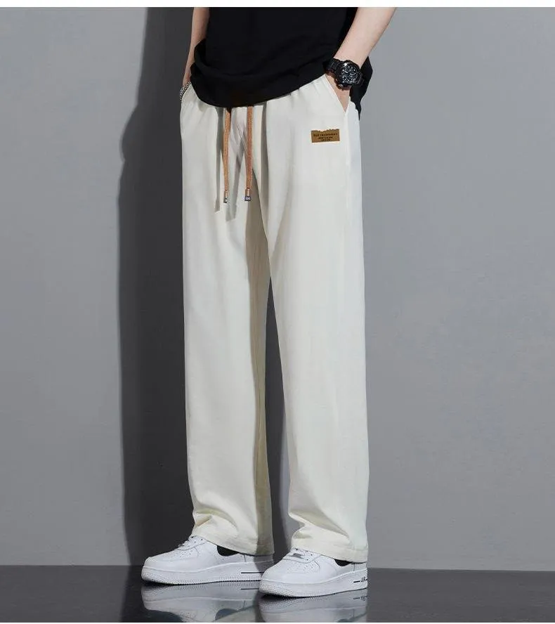 Men’s Casual Lightweight Ice Silk Jogger Pants with Drawstring Waist — Machine washable