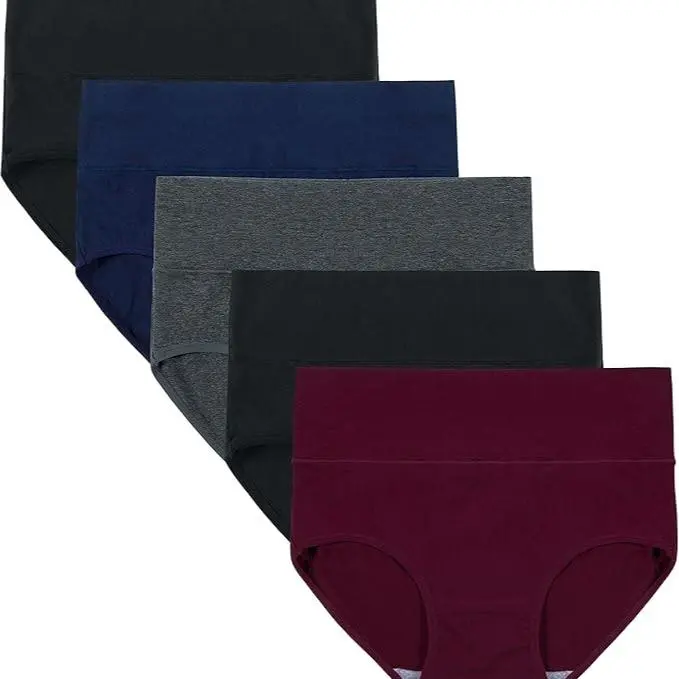 Women's High Waisted Cotton Panties 5-Pack