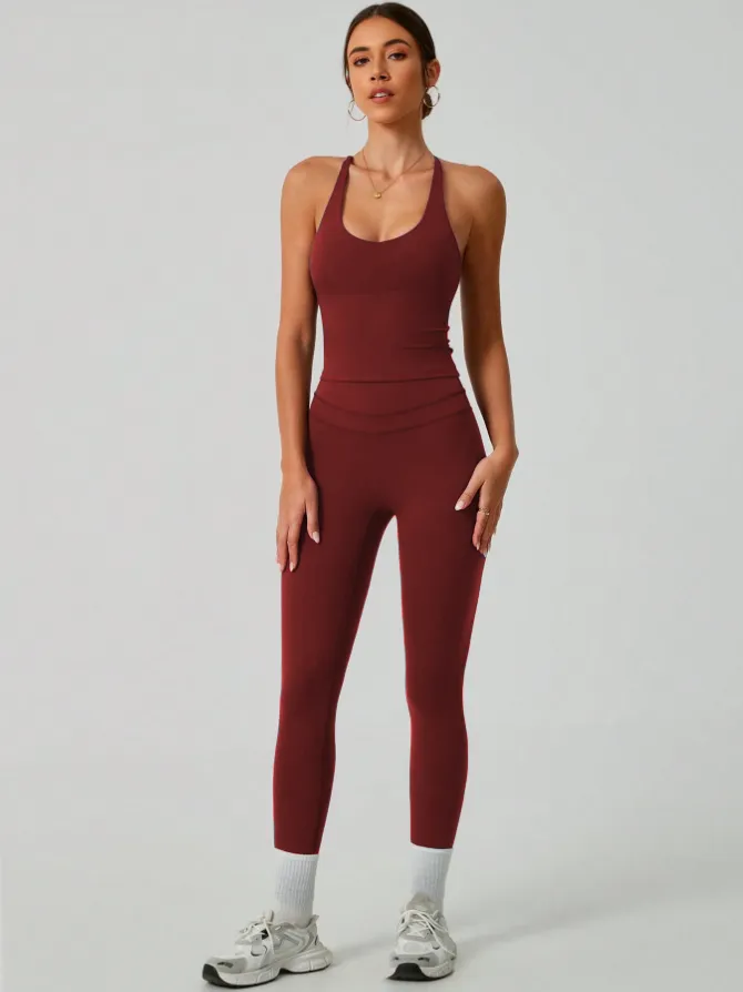 Women's Crisscross Back Tank & High-Waist Butt-Lift Leggings Set