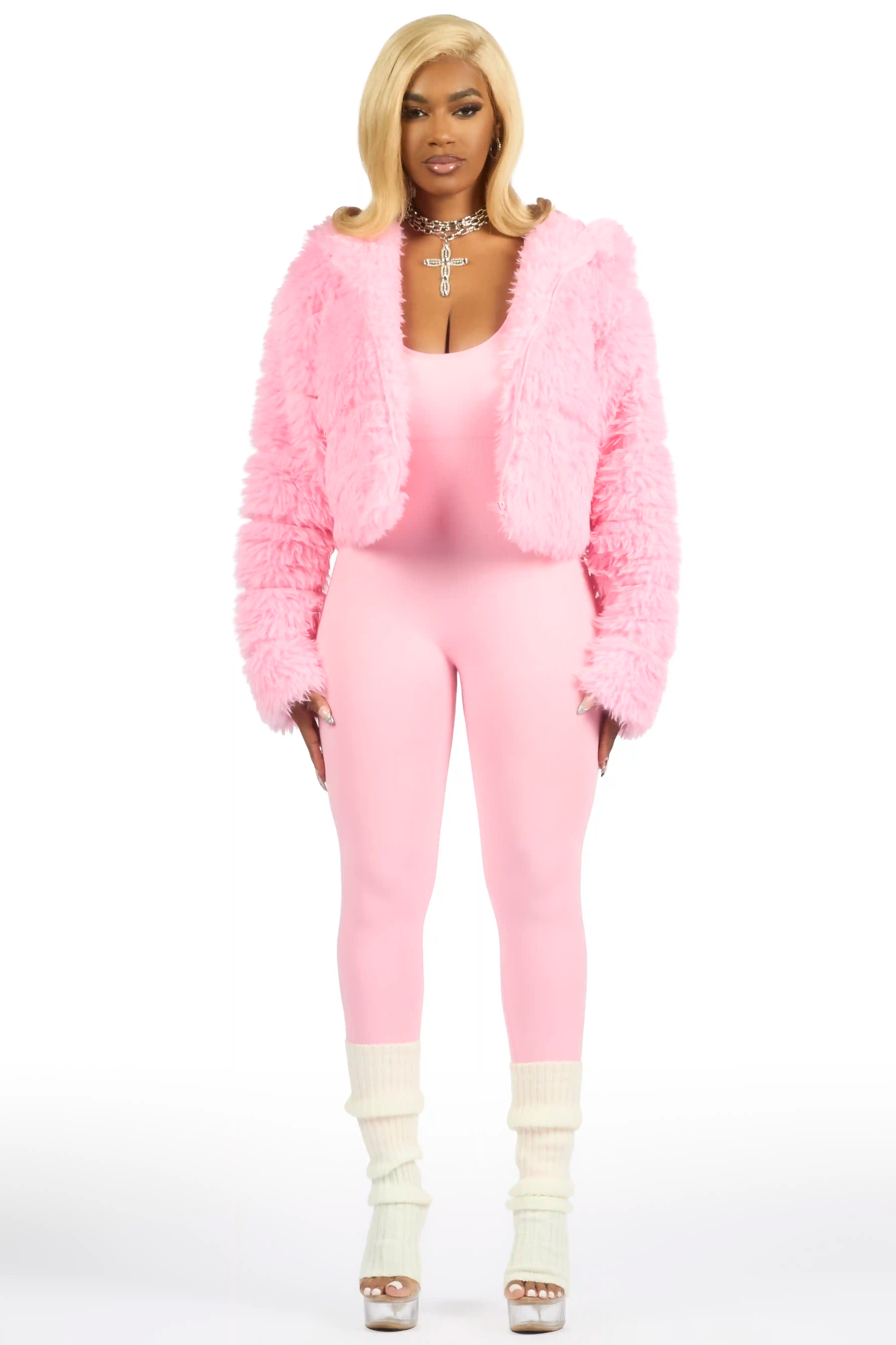 Kristin Pink Fur Jacket