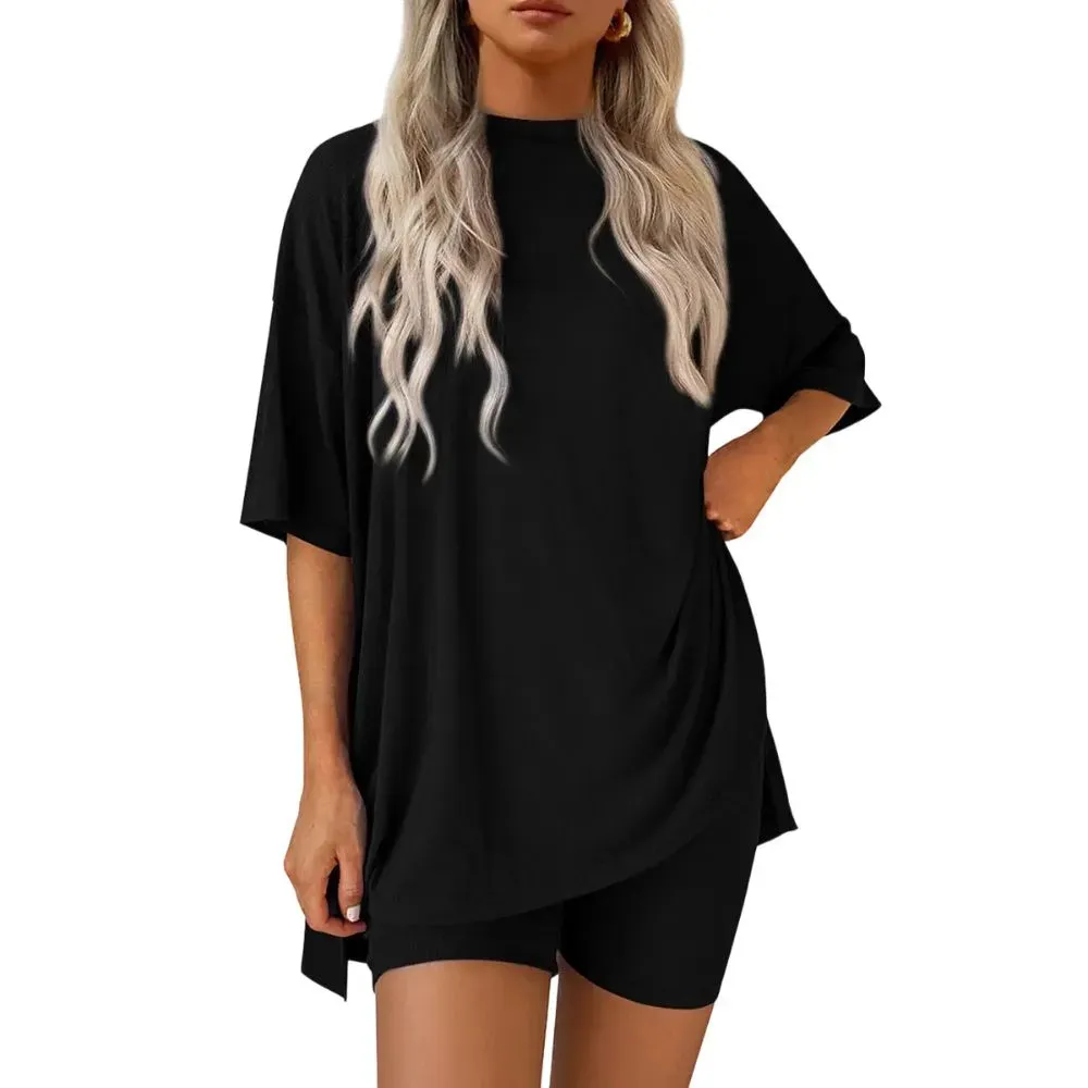 Women's Oversized Tee & Shorts Loungewear Sets