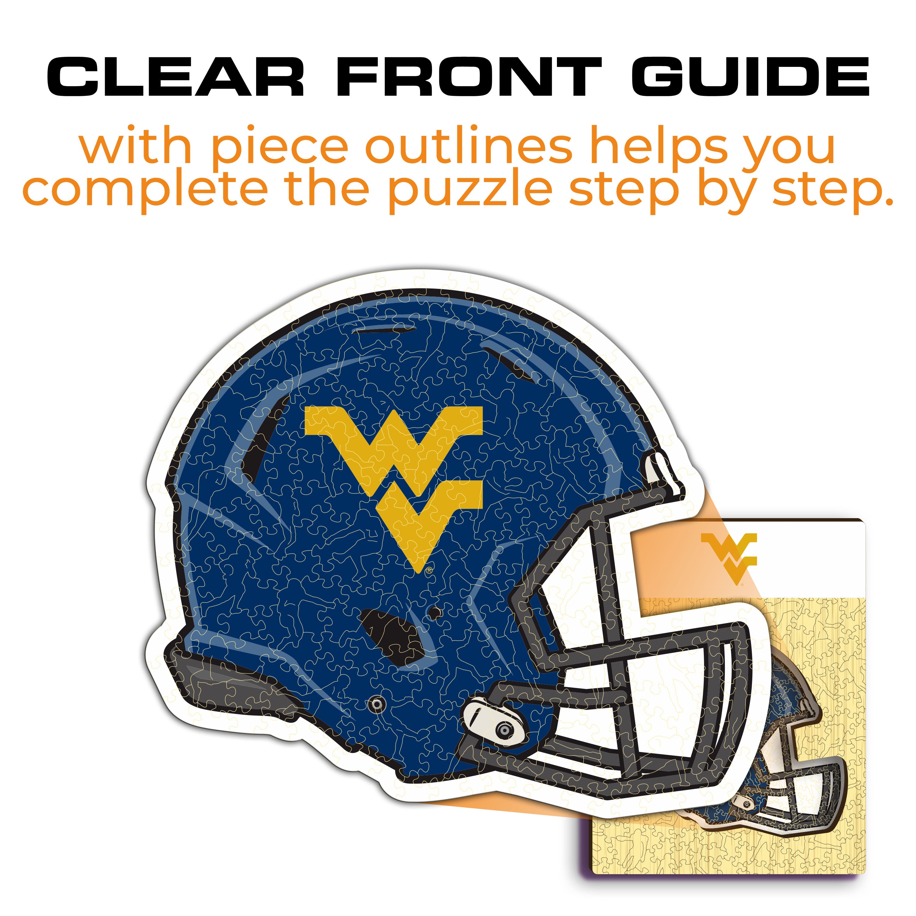 West Virginia University Helmet - Wooden Puzzle
