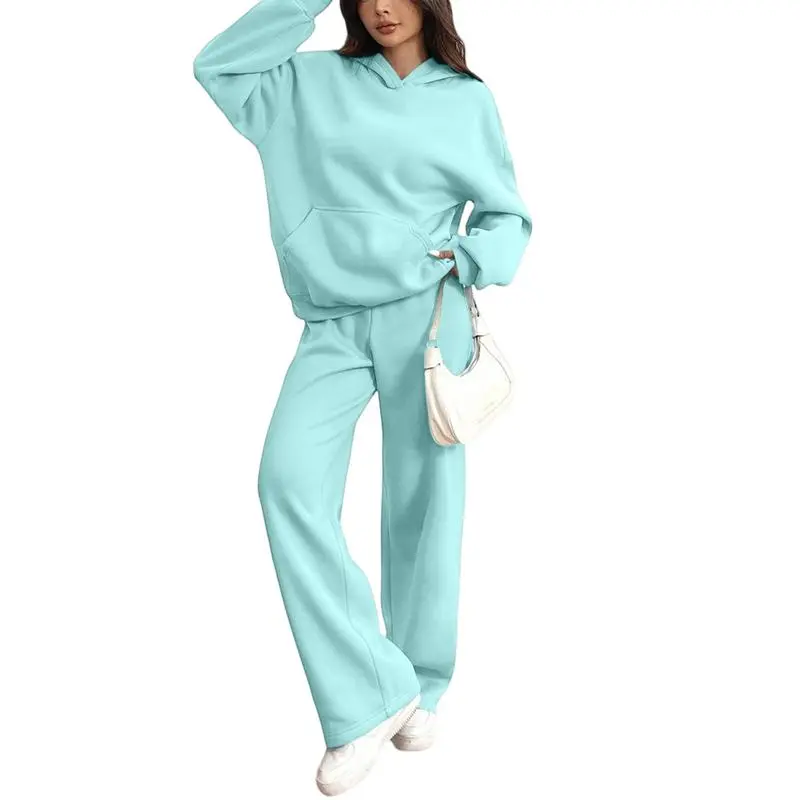 Women's Hooded Sweatshirt & Pants Casual Comfy Loungewear Set