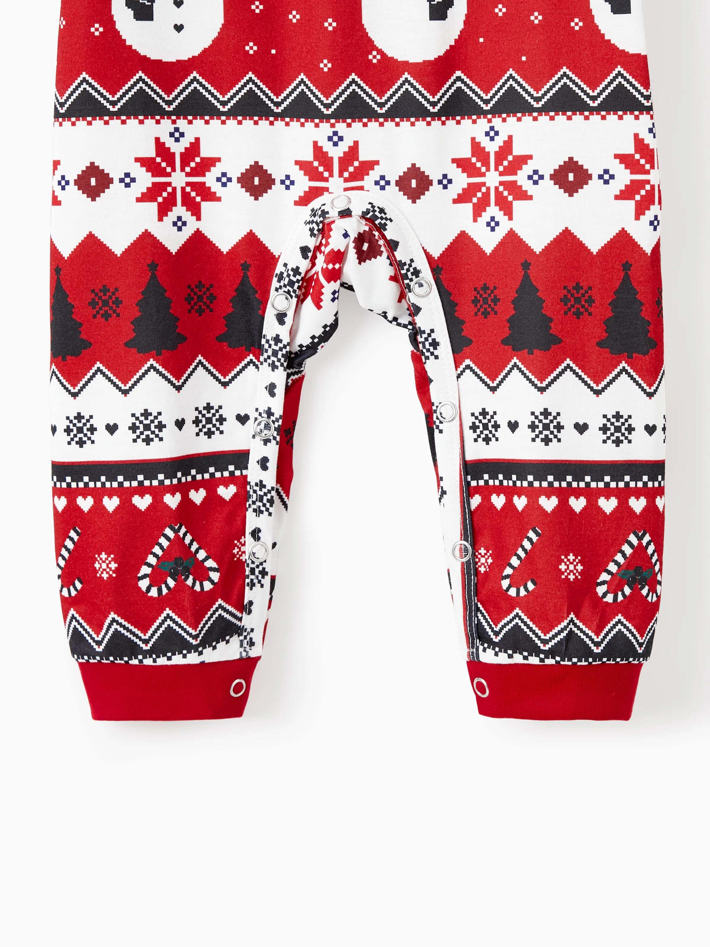 Christmas Family Pajamas Set Snowman Print Long-sleeve PJS with Christmas Socks Black