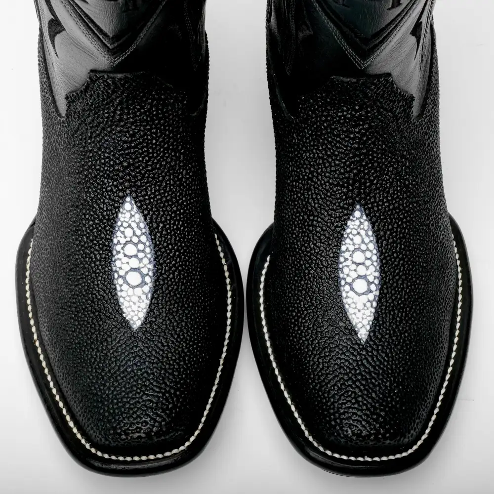 Black Stingray Leather Boots - Cutter Toe