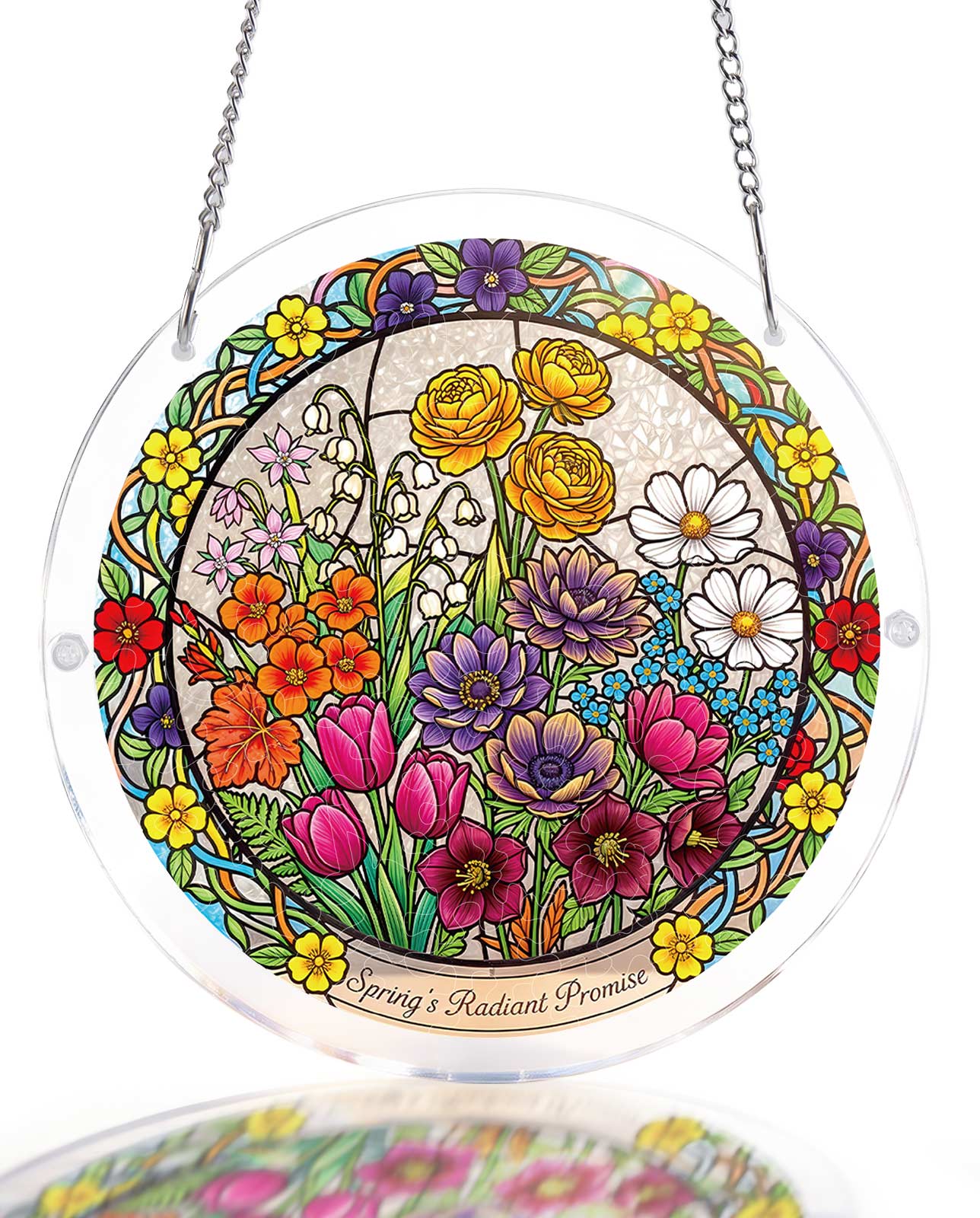 Acrylic Jigsaw Puzzle Suncatcher - Spring Blossoms