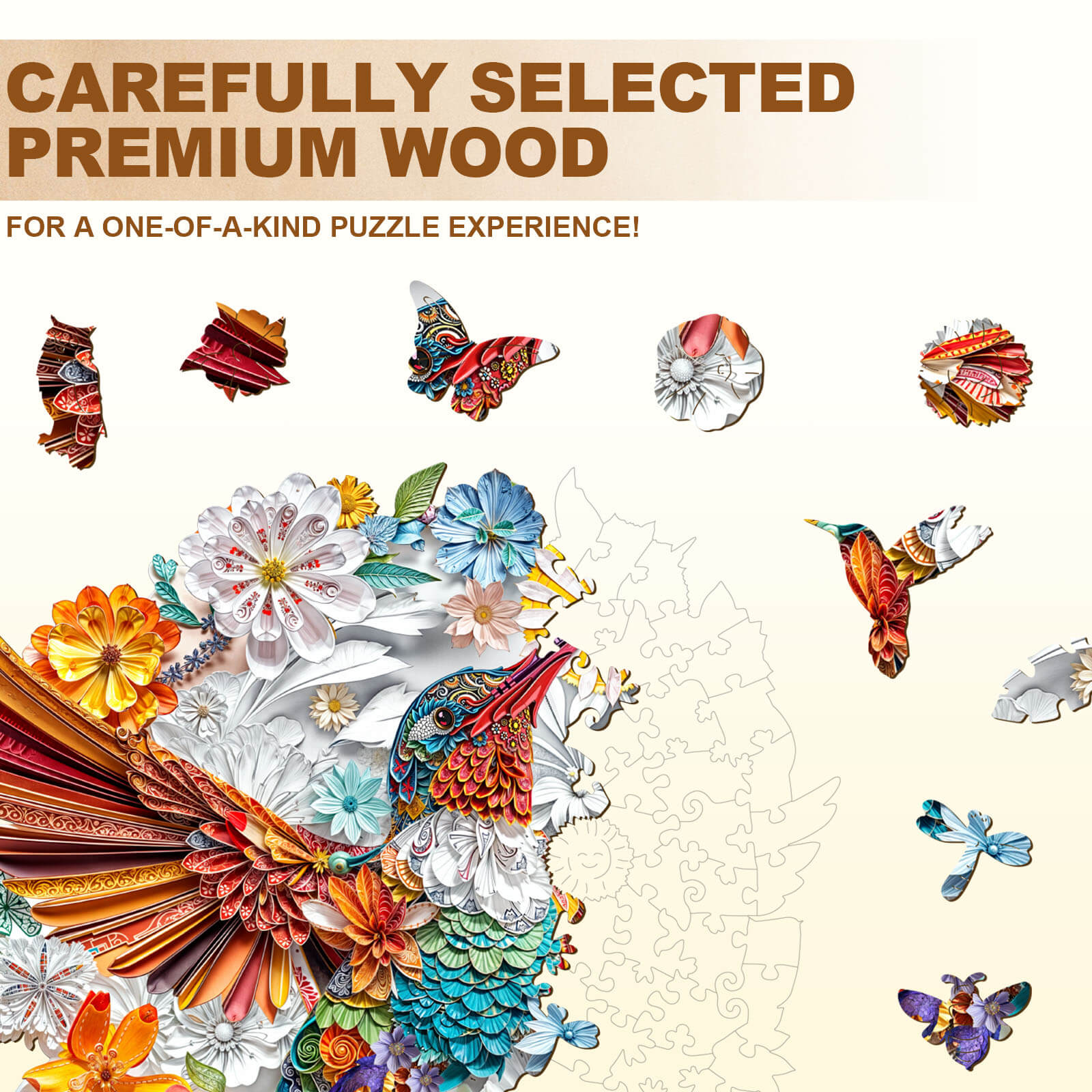 Confetti Hummingbird Wooden Jigsaw Puzzle