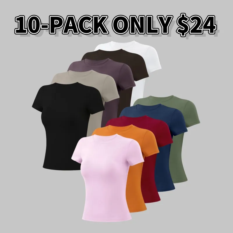 Women's Solid Round Neck Sports Tee (Less than $3 each!)