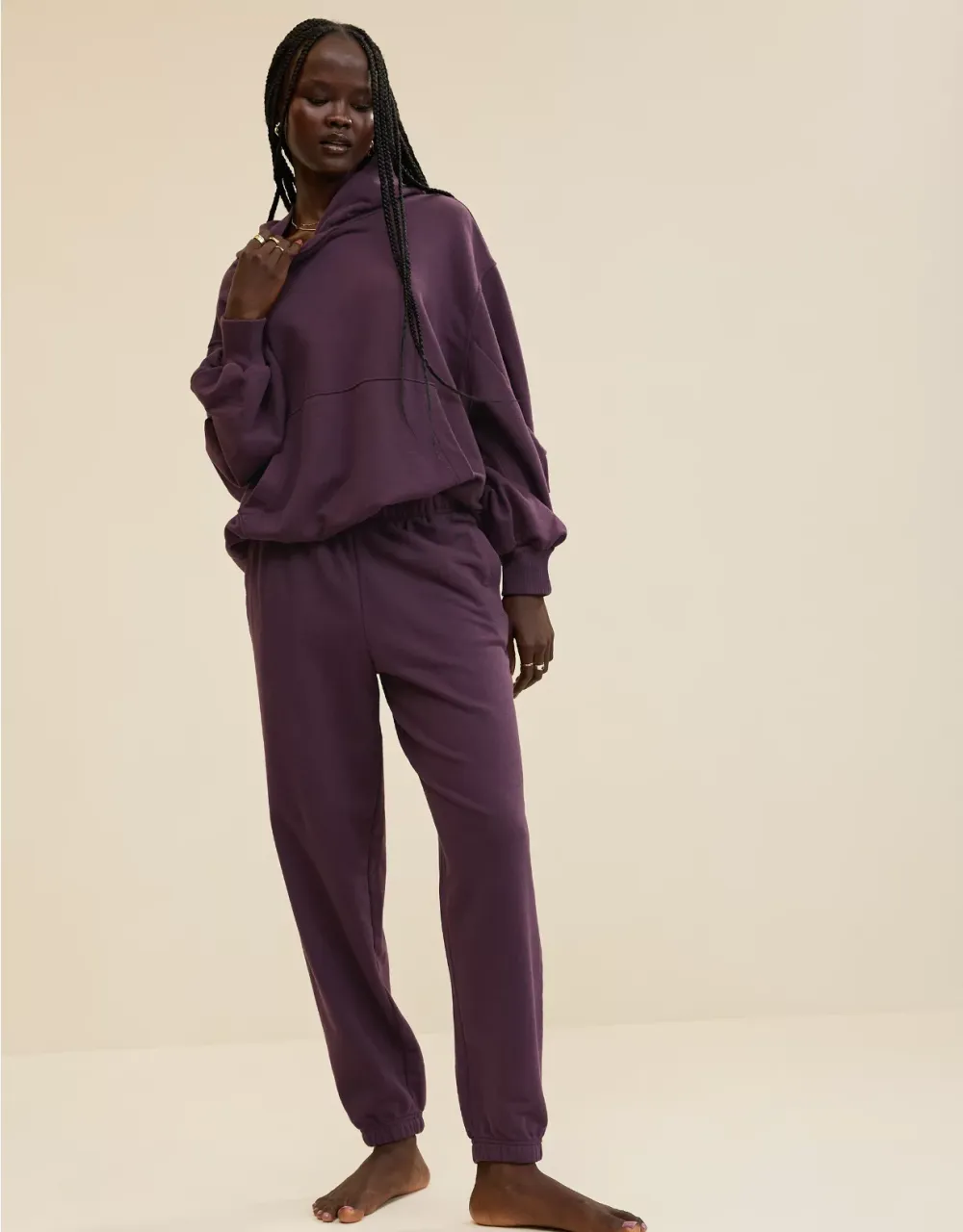 Comfy Drape Fleece Sweatshirt Set